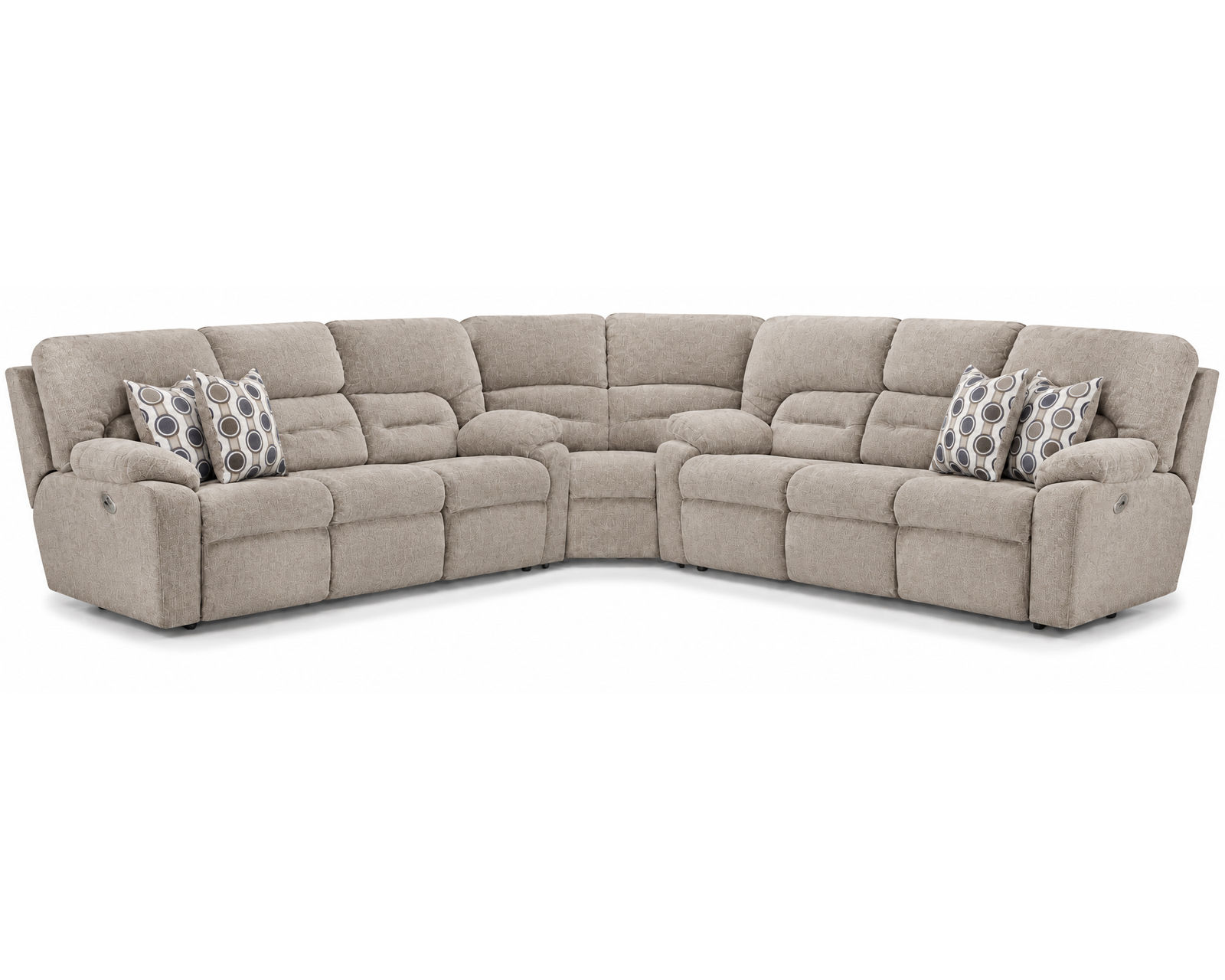 Tribute 797 Three-Piece Dual Power Reclining Sectional Stone (center drop-down table - built-in reading lights, stainless-steel cupholders, USB charging and wireless charging - drop down table) - Image 9