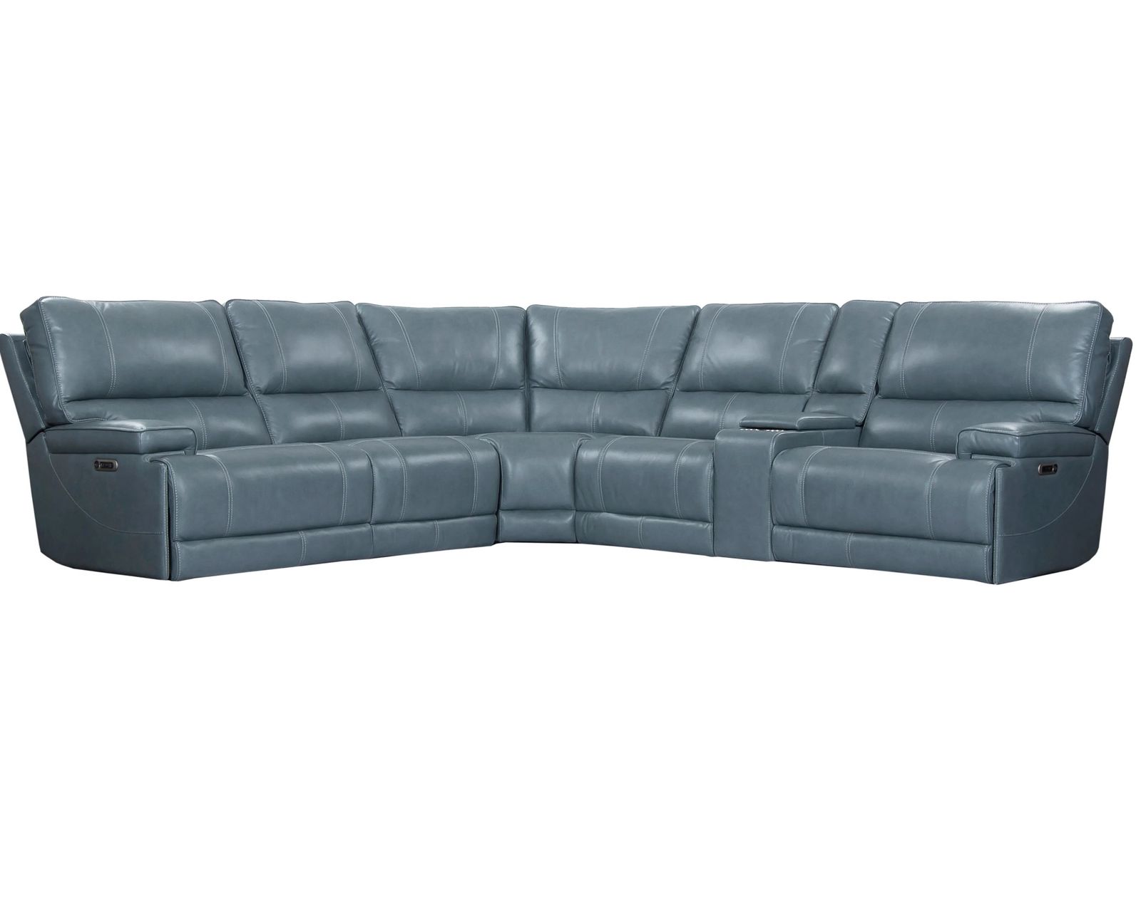Whitman FreeMotion Cordless Power Reclining Sectional (Battery Operated) in Leather Azure - Image 3