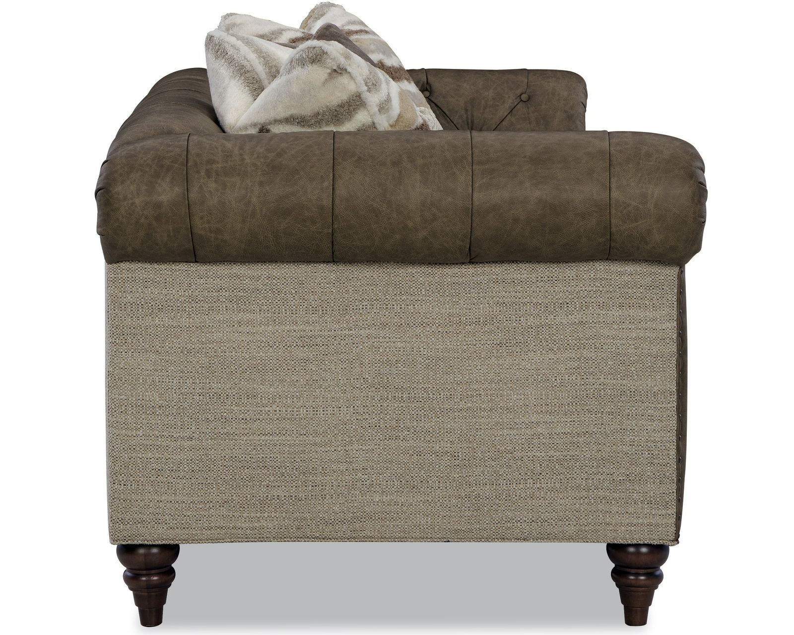 Chesterfield LF7431 Leather and Fabric Sofa (88" or 99") - Image 5