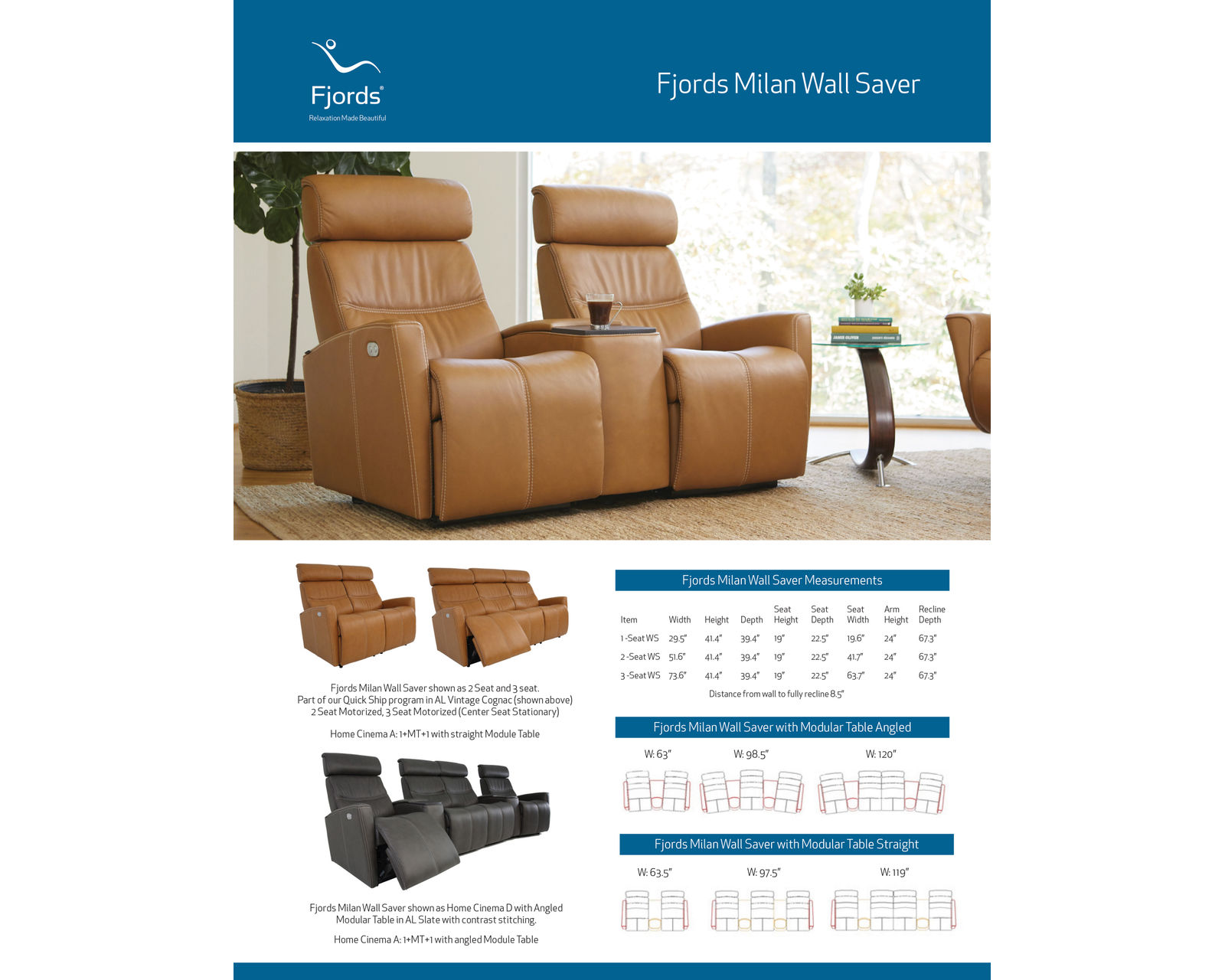 Milan Three Piece Home Theater Sectional (Made to order leathers) - Image 10