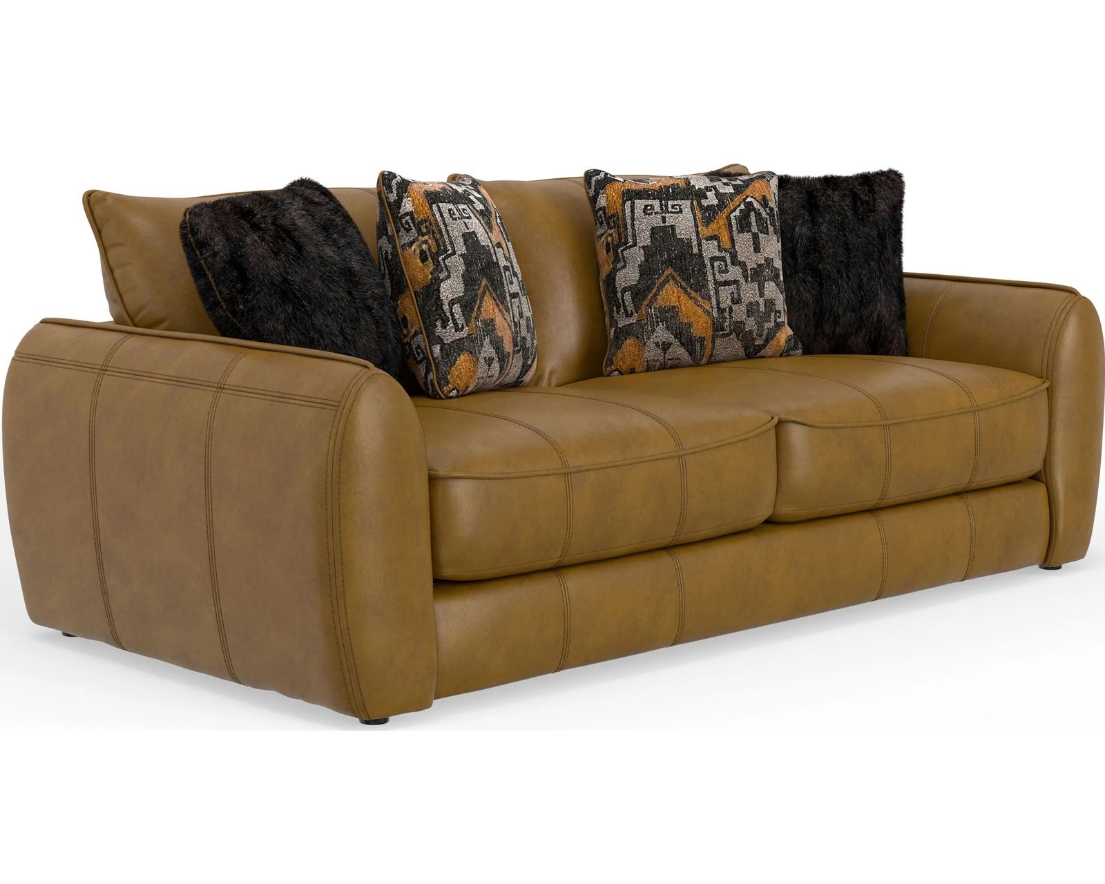 Corvara 91" Top Grain Leather Sofa (includes fabric pillows)