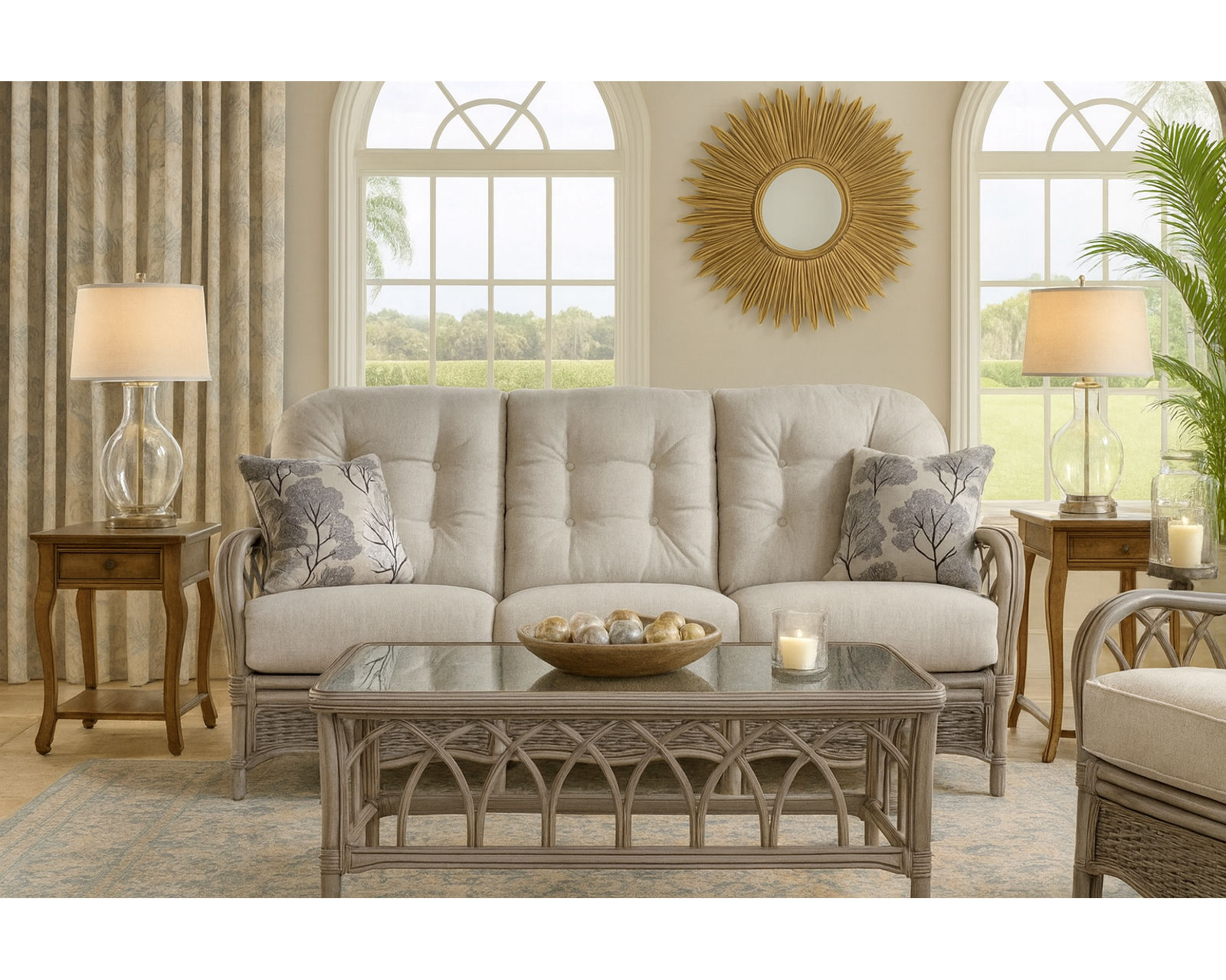 Everglade 76" Rattan Sofa White (+28 finishes - 69 fabrics) - Image 2