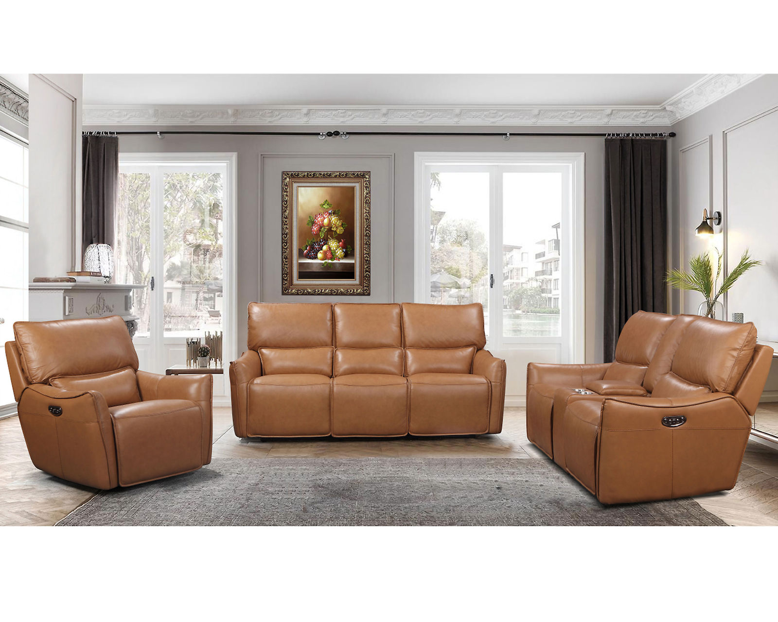 Portland Leather Power Headrest Power Reclining Sofa - Image 9