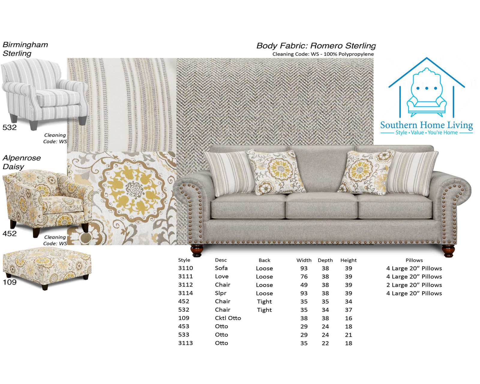 Romero Sterling 93" Sofa - Image 3