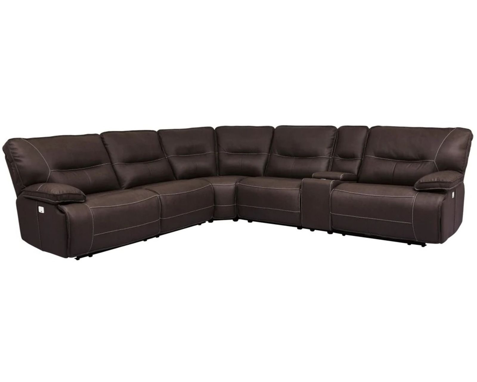 Spartacus Power Headrest - Power Lumbar - Power Reclining Sectional in Chocolate (Faux Leather)