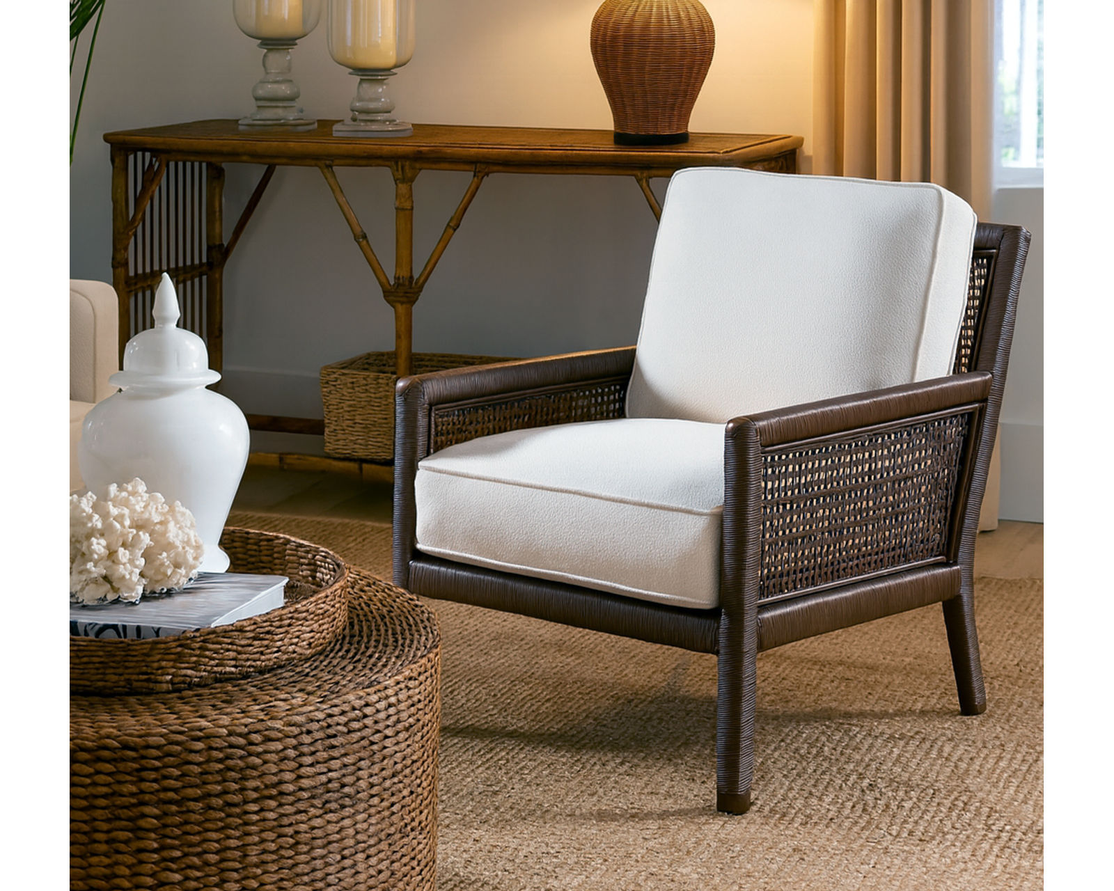 Pine Isle 76" Rattan Sofa Blue (+28 finishes +69 fabrics) - Image 10