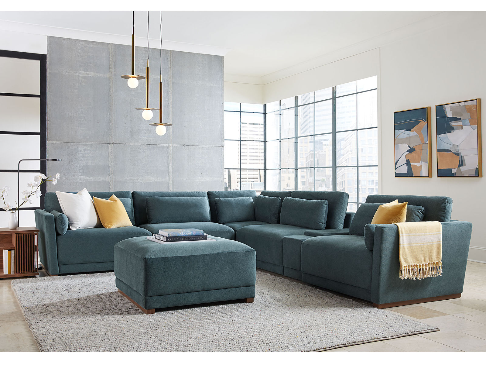 Shea 77646 Stationary Leather Sectional (100+ leathers)