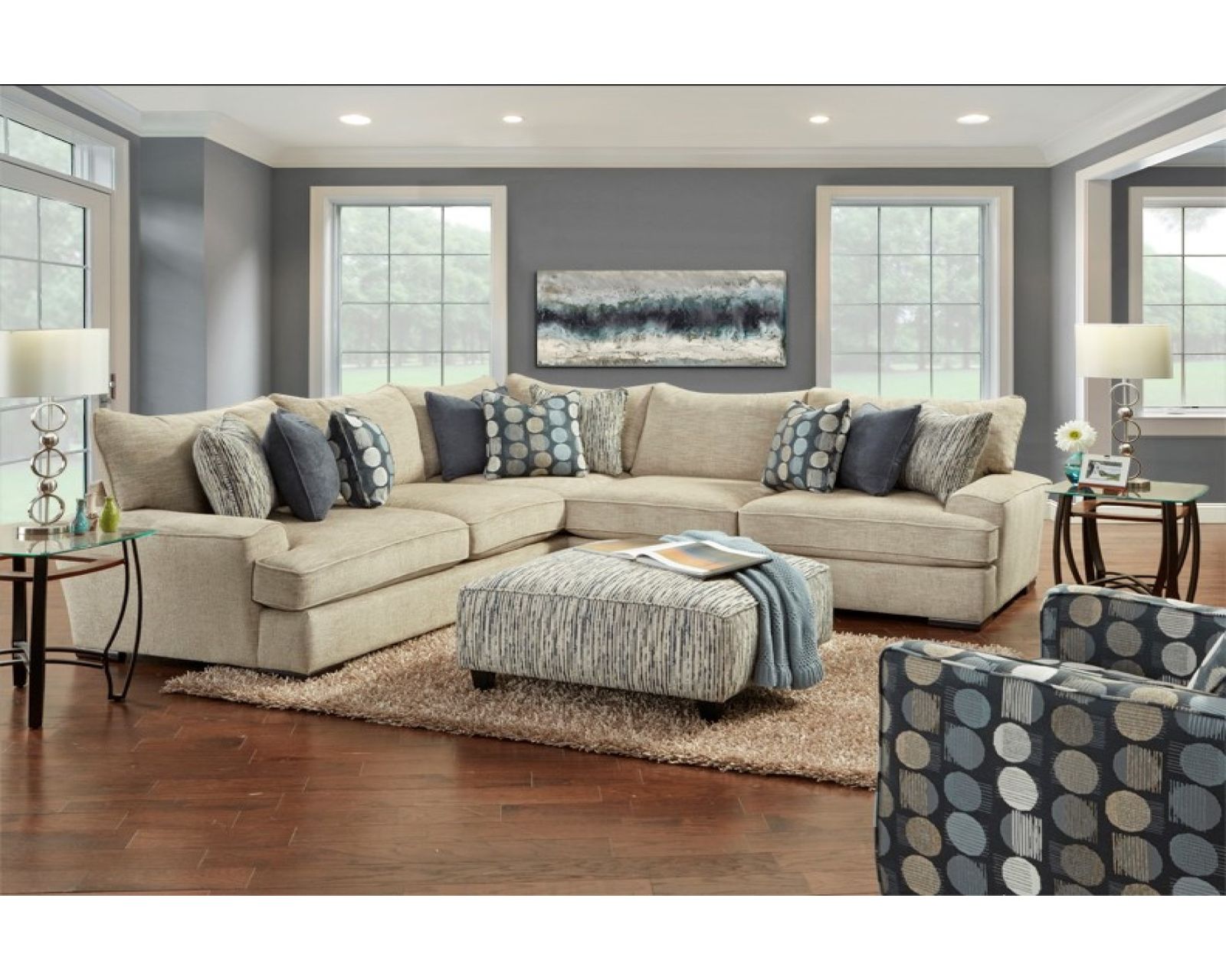 Handwoven Linen Three Piece Sectional (includes pillows) 122" x 122" - Image 2