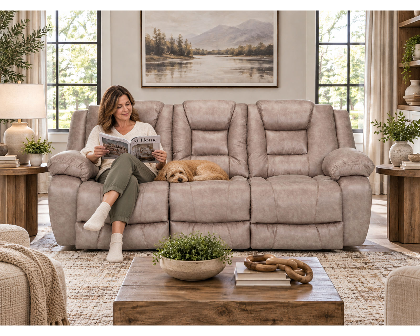 Hayworth 784 Power Headrest Power Reclining Sofa (95") Leather Like Fabric - Image 25
