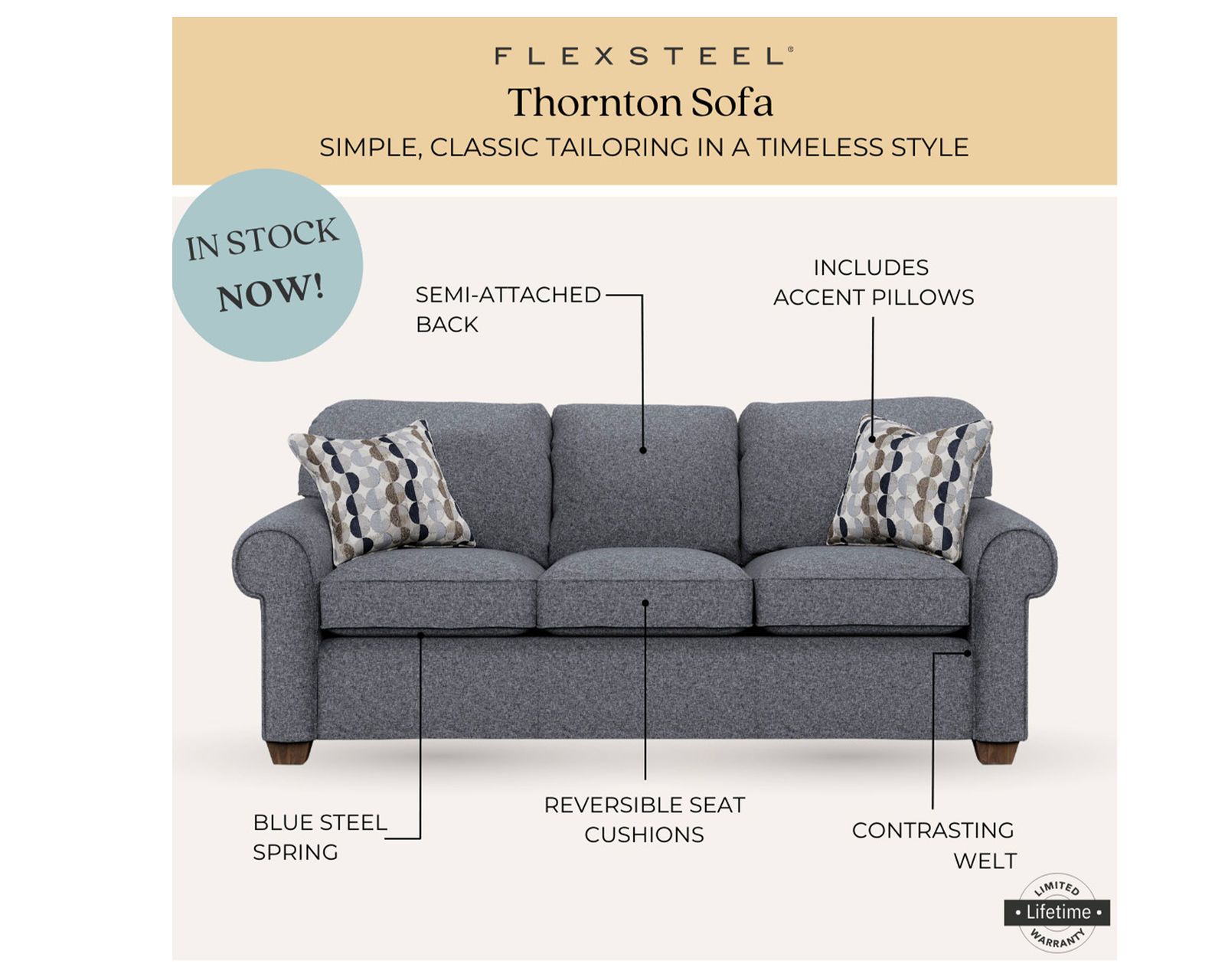Thornton 5535 Sofa (87") In stock - Image 5