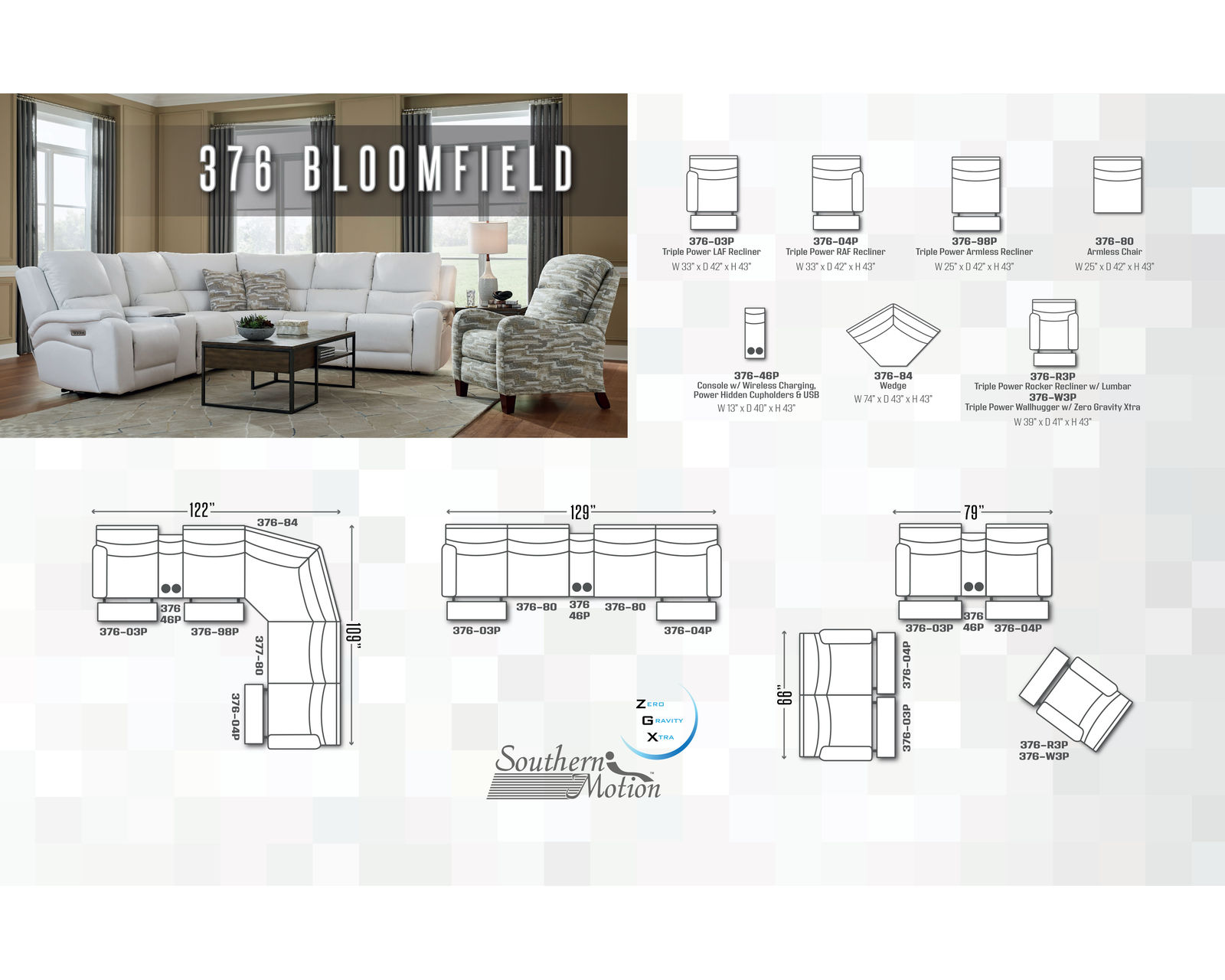 Bloomfield 376 Triple Power Reclining Sectional (+100 fabrics and leathers) - Image 13