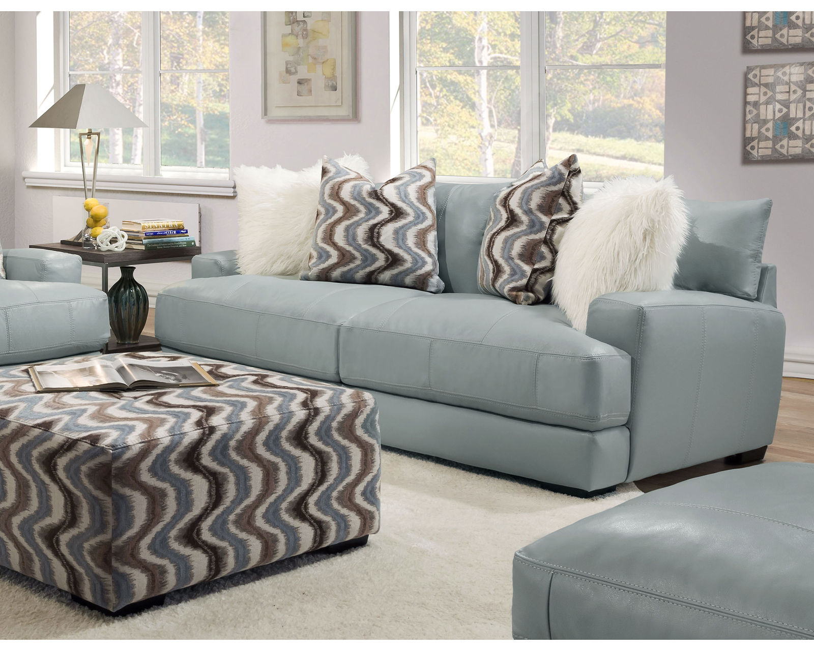 Valentia 909 Stationary Leather Sofa (87") Includes Pillows - Image 15