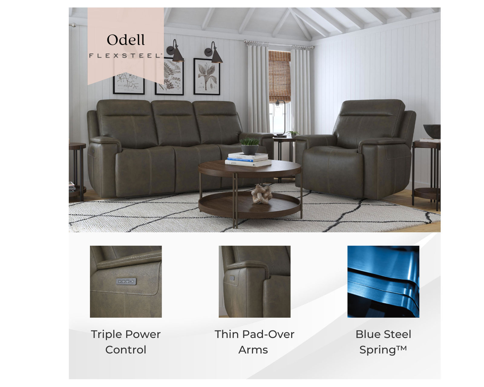 Odell Power Reclining Loveseat with Console, Power Headrests & Lumbar(Dark gray leather) in stock - Image 11