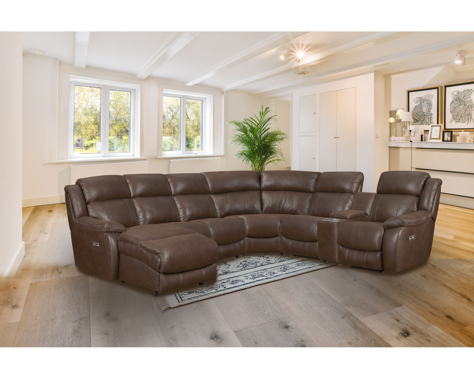 Sawyer Seven Piece Power Reclining Chaise Sectional (In stock) 158" x 116" - Image 4