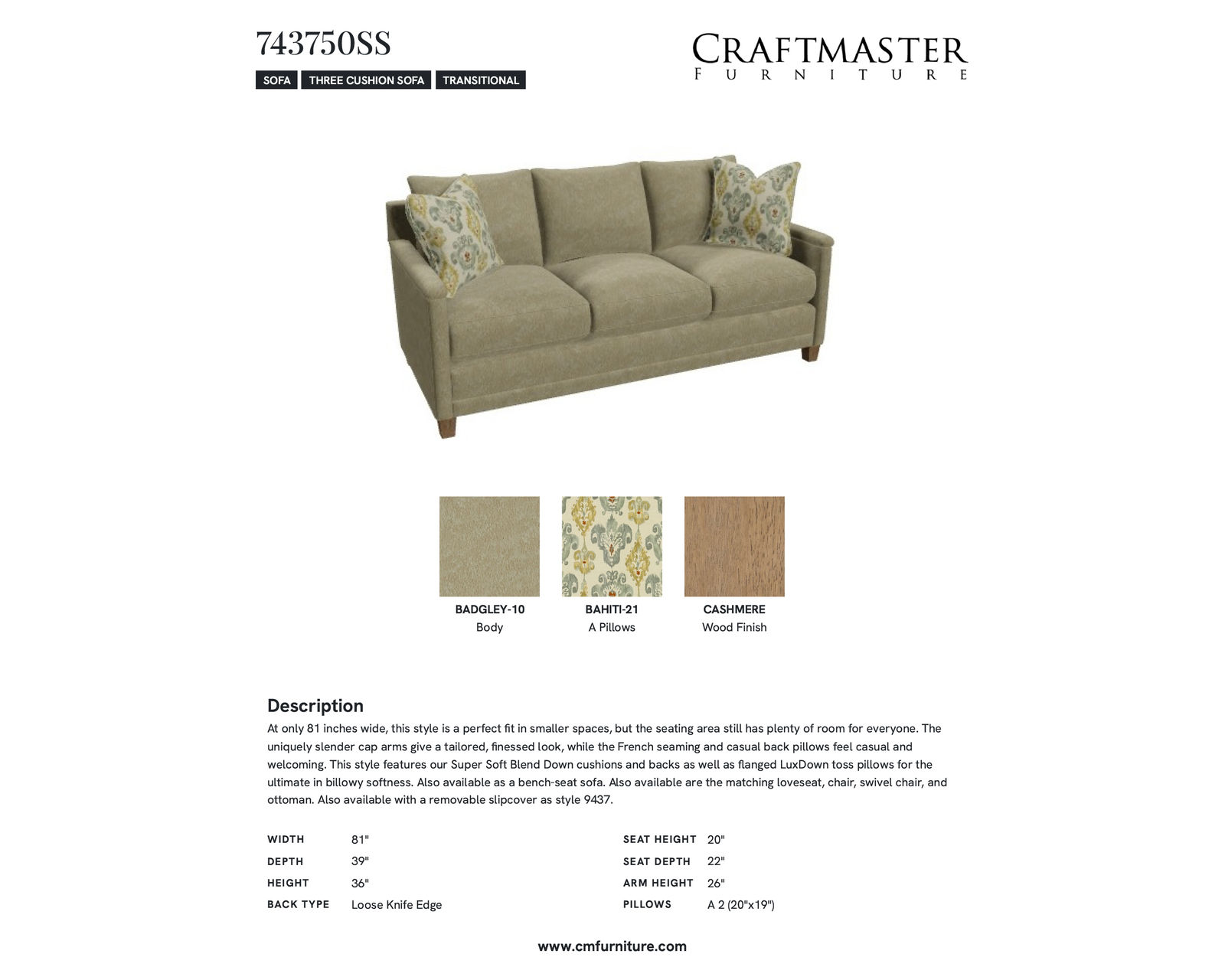 Abbey 7437 Sofa (81") +100 performance fabrics - Image 14