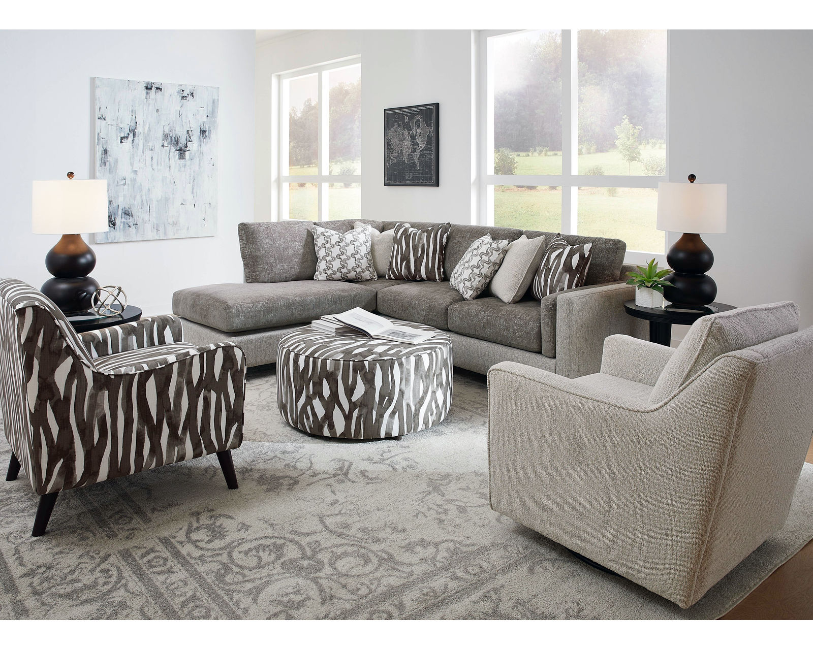 Satisfaction Artesia Ash Two Piece Chaise Sectional 5005 (performance fabric) - Image 2
