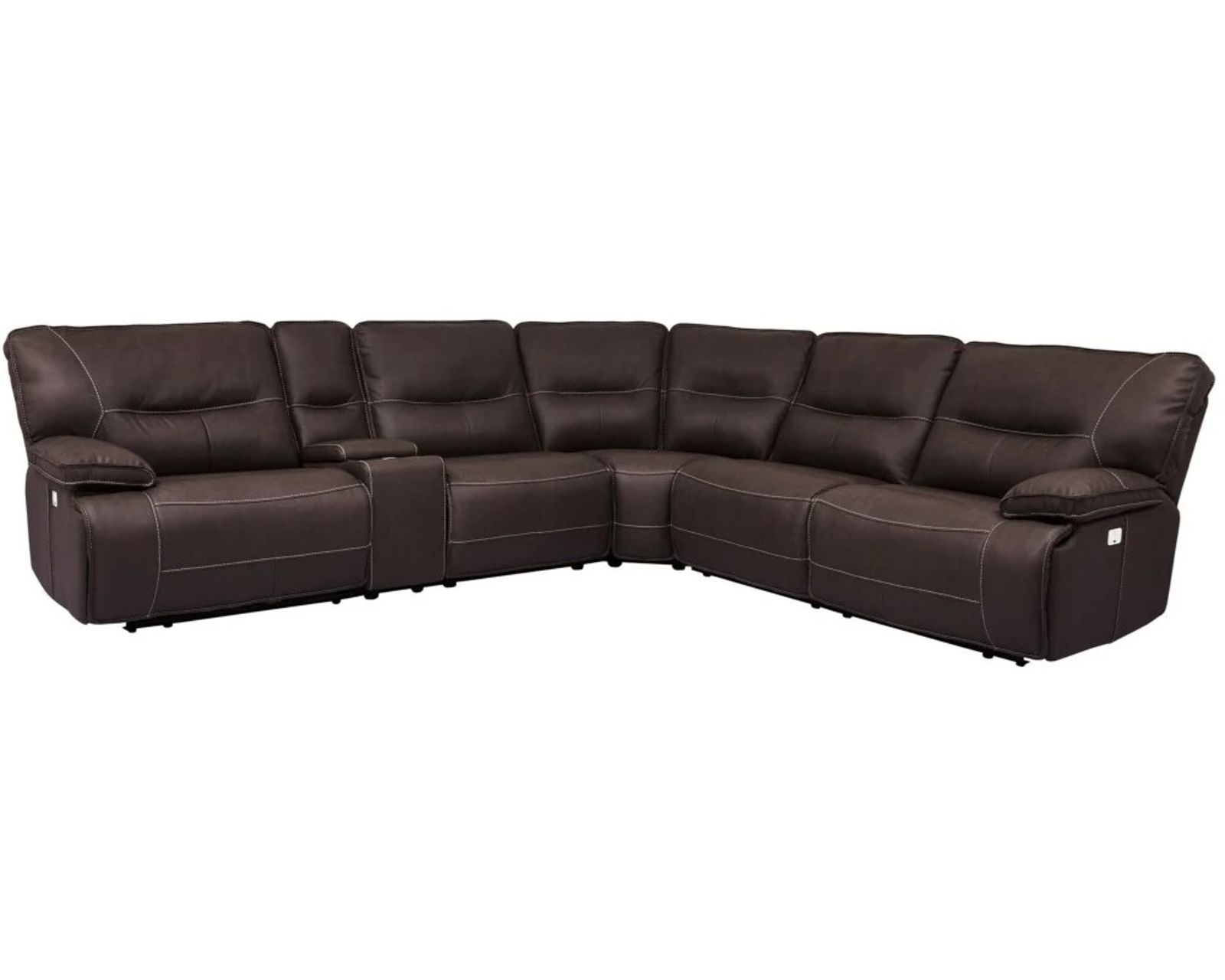 Spartacus Power Headrest - Power Lumbar - Power Reclining Sectional in Chocolate (Faux Leather) - Image 2