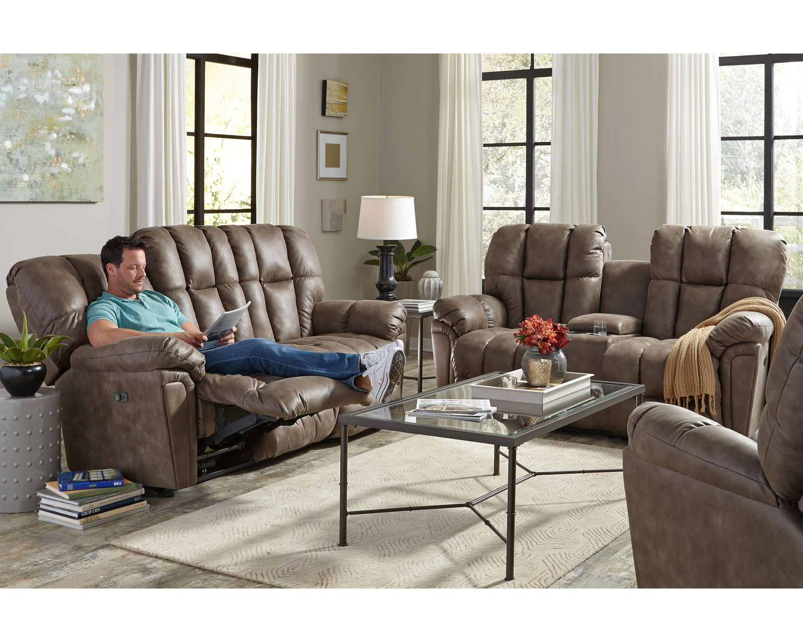 Lucas Double Reclining Console Loveseat (+100 fabrics) - Image 21
