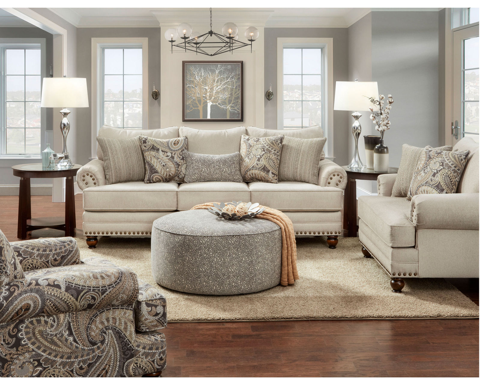 Carys Doe 3 Piece Living Room (Includes sofa - accent chair - cocktail ottoman)