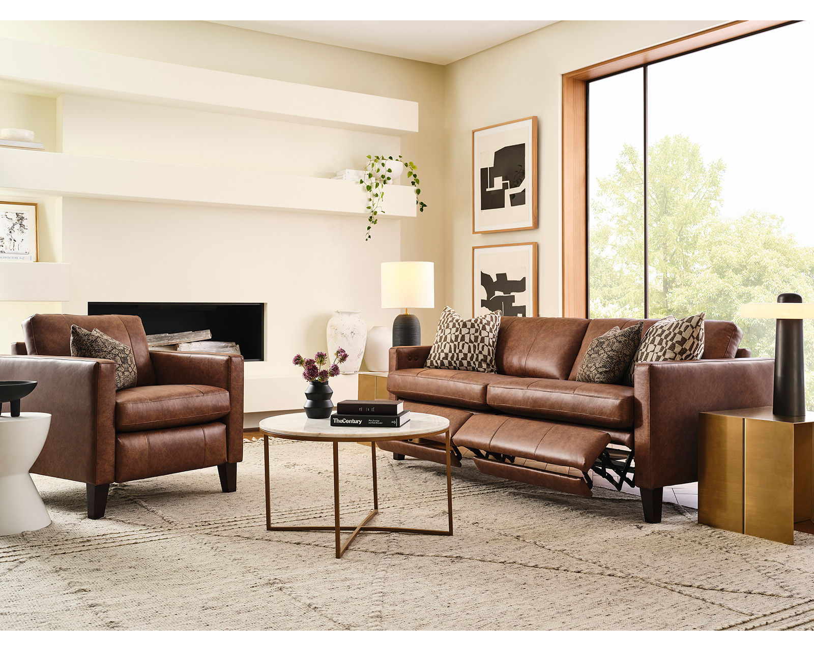 Traftly 82" Mid-Century Power Incliner Leather Sofa (+40 leathers) - Image 9