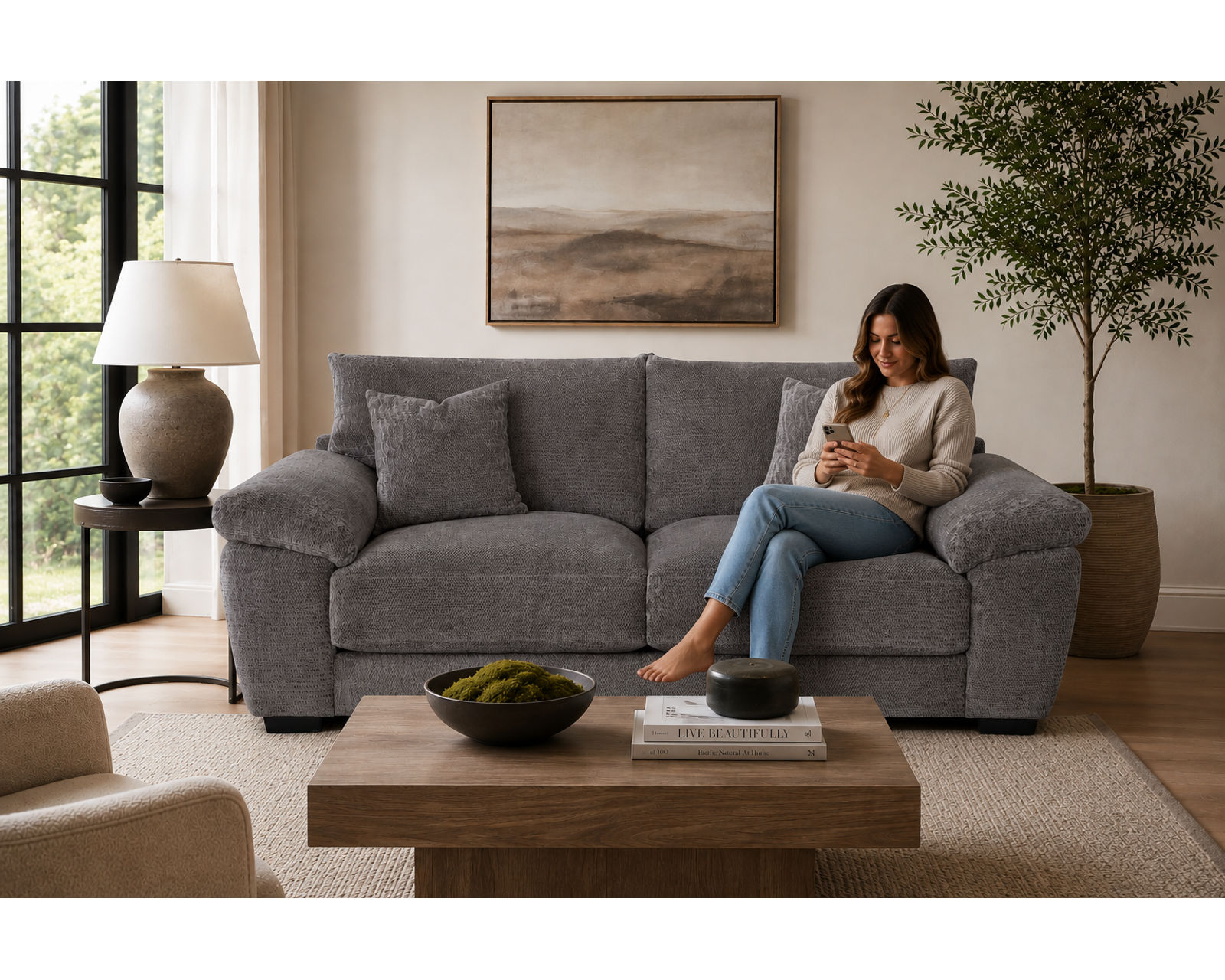 Shimmer 95" Sofa (Oversized Two-Cushion Wide Comfort Made for Serious Lounging) - Image 4