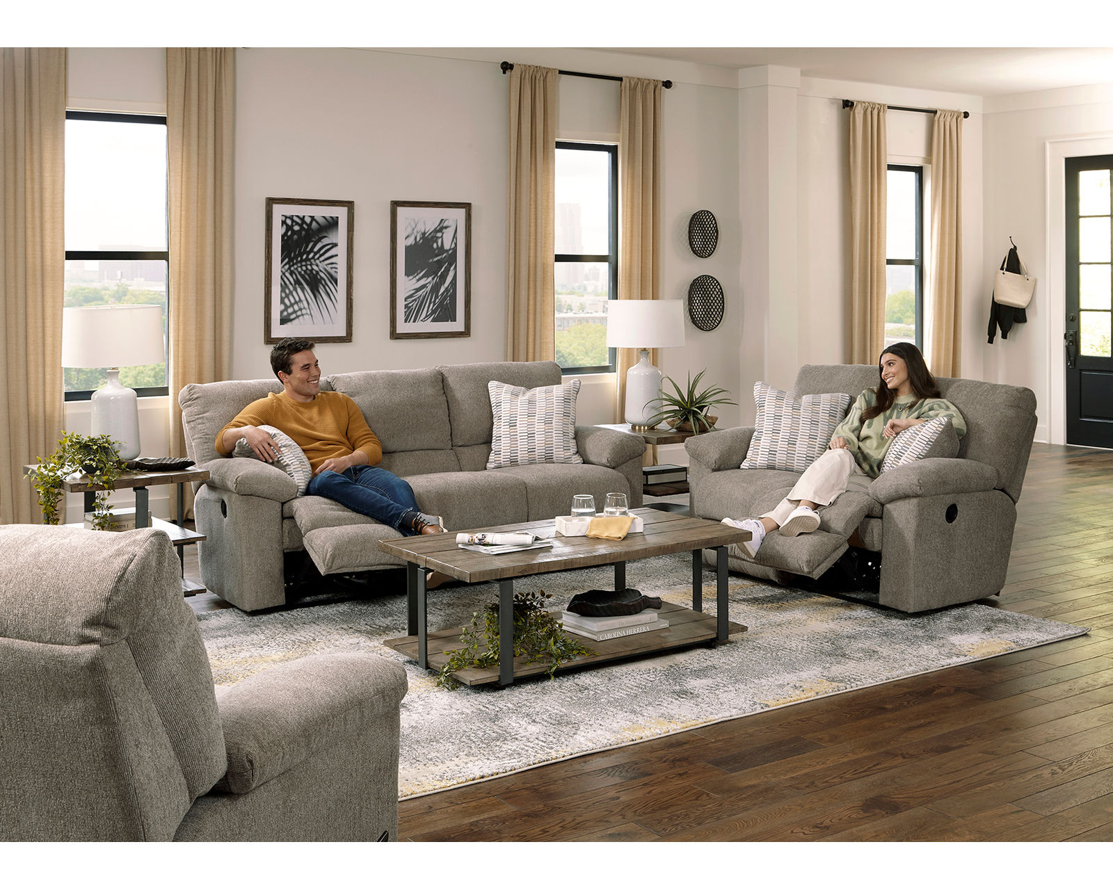 Tyler 85" Double Reclining Sofa in Stonewash - Image 6