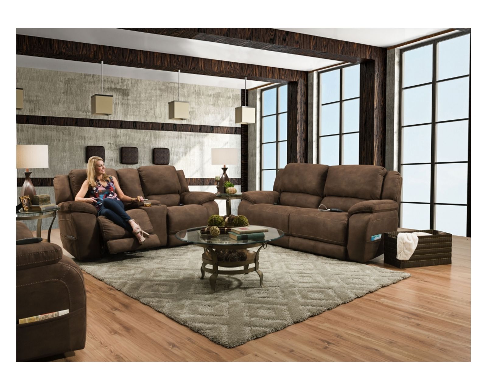 Harley 84" Triple Power Reclining Console Loveseat Whiskey (In stock) - Image 4
