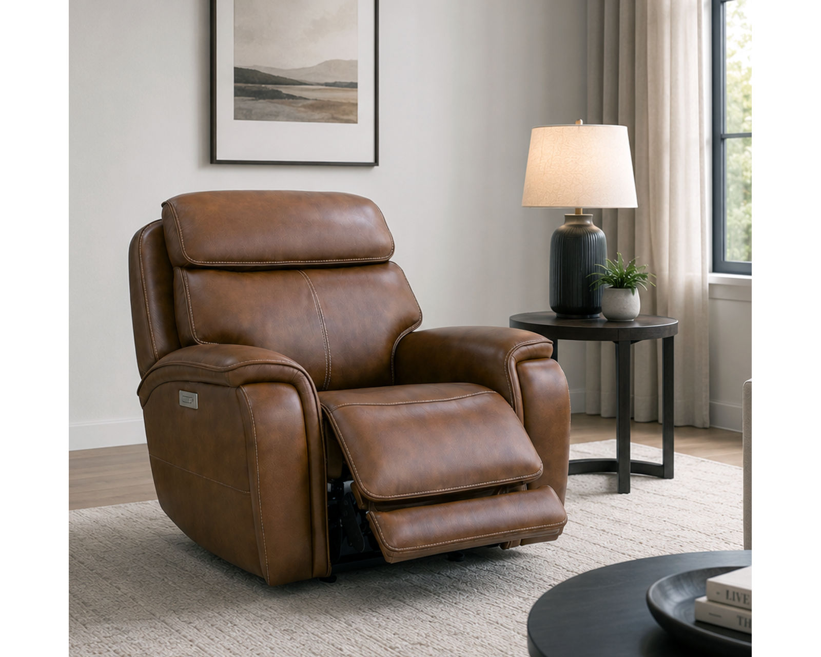 Walker 1580-70 Triple Power Leather Reclining 90" Sofa w/Drop down table (2 colors) - Image 45