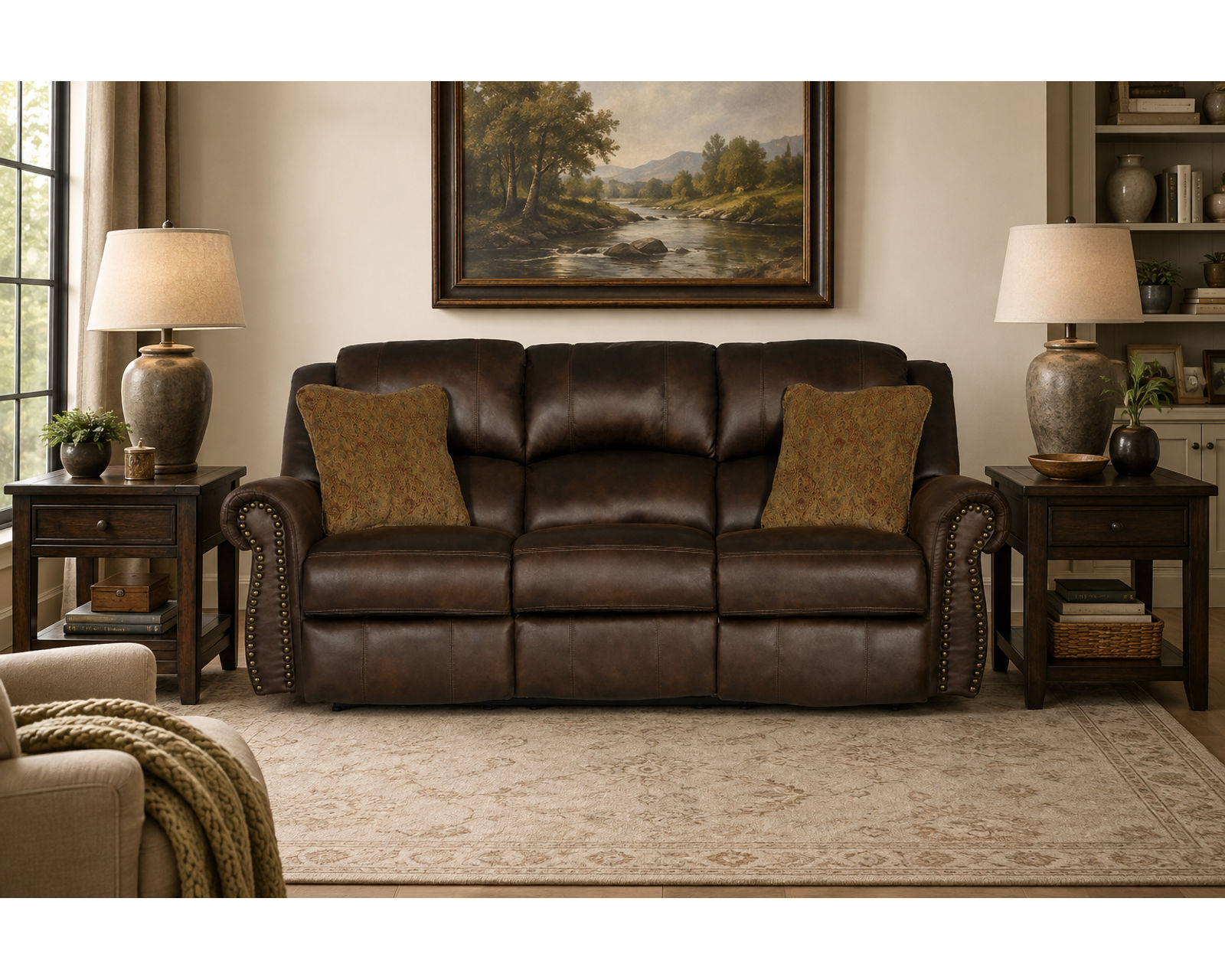 Pickett 90" Double Reclining Sofa w/ Pillows - Image 5