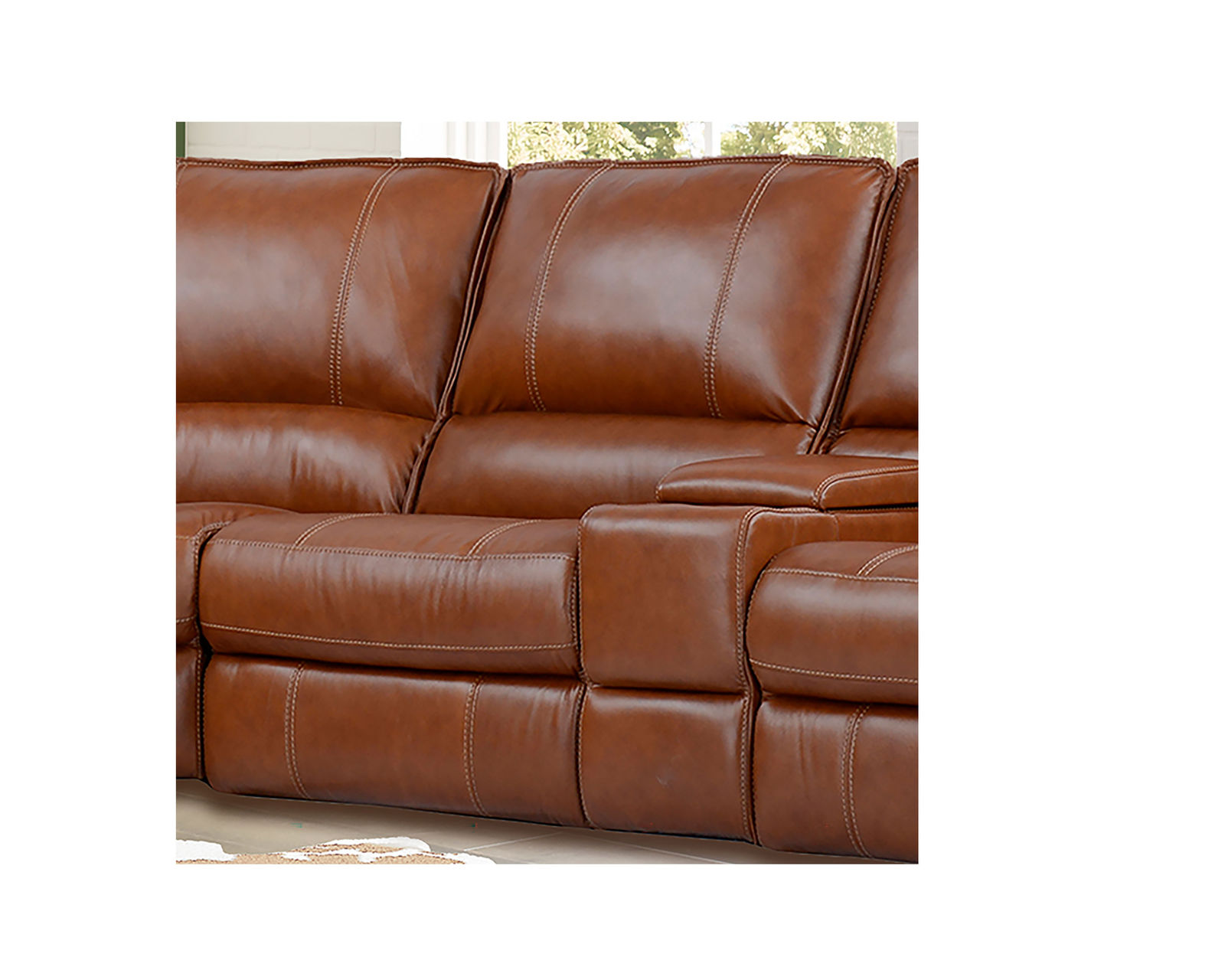 Rockford Top Grain Leather Power Reclining Sectional (Saddle) - Image 4