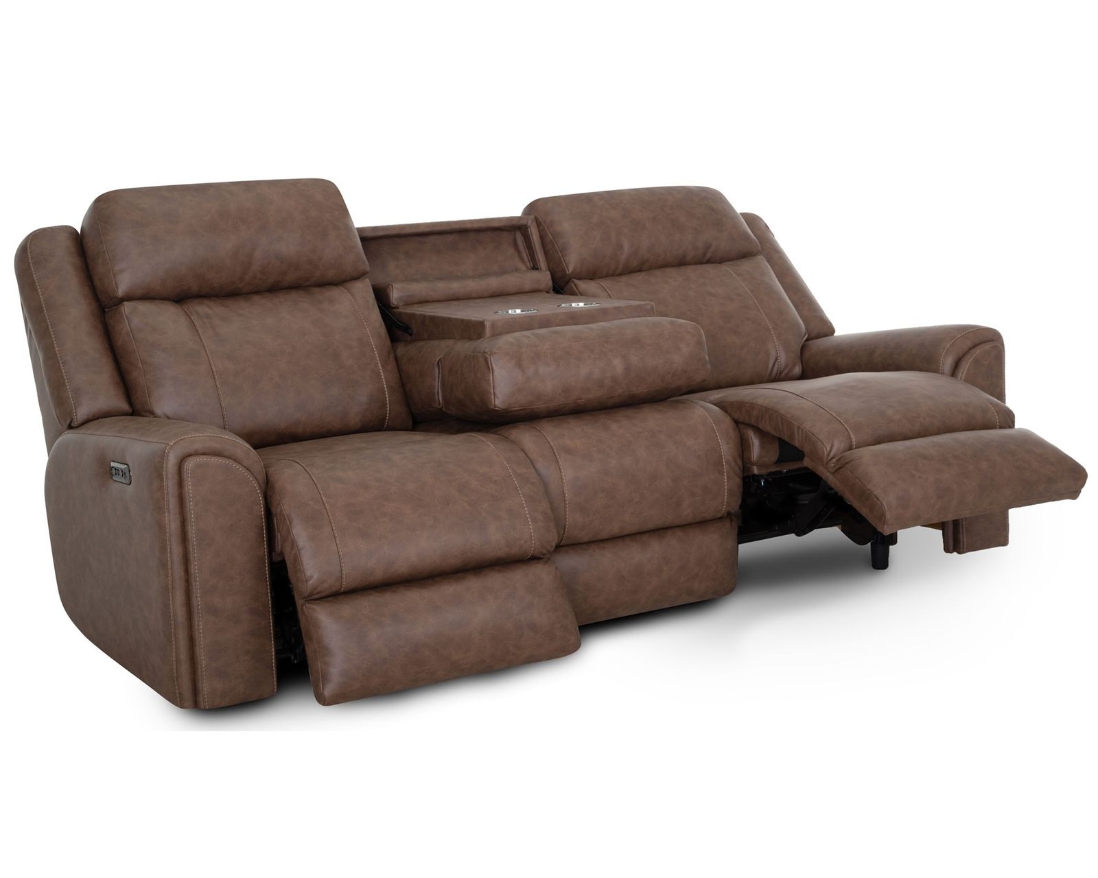 Parker 91" Reclining Sofa with Drop-Down Table & Cupholders Brown (Refined Style. Personalized Comfort. Available Neori™ Air Massage)
