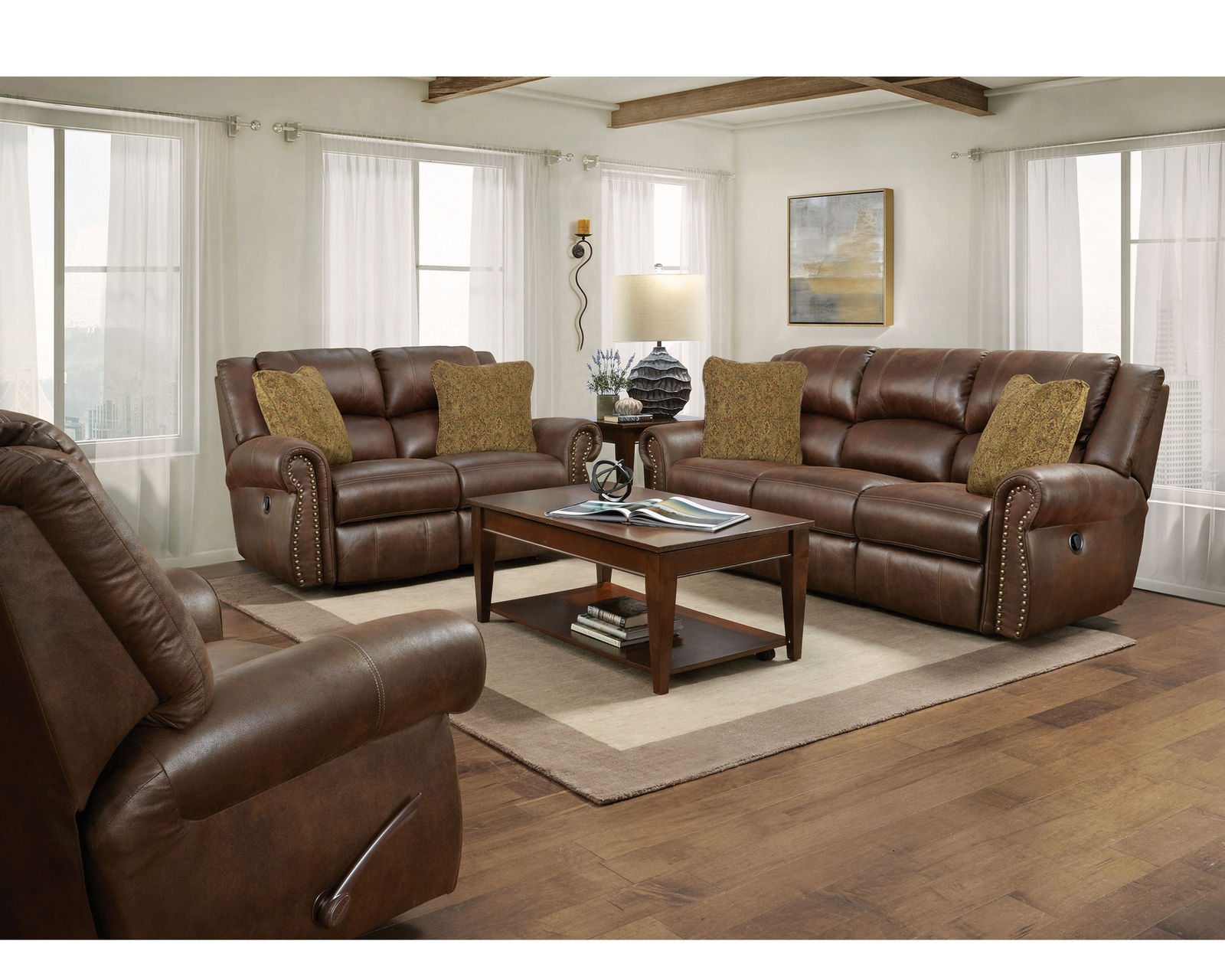 Pickett 90" Double Reclining Sofa w/ Pillows - Image 7