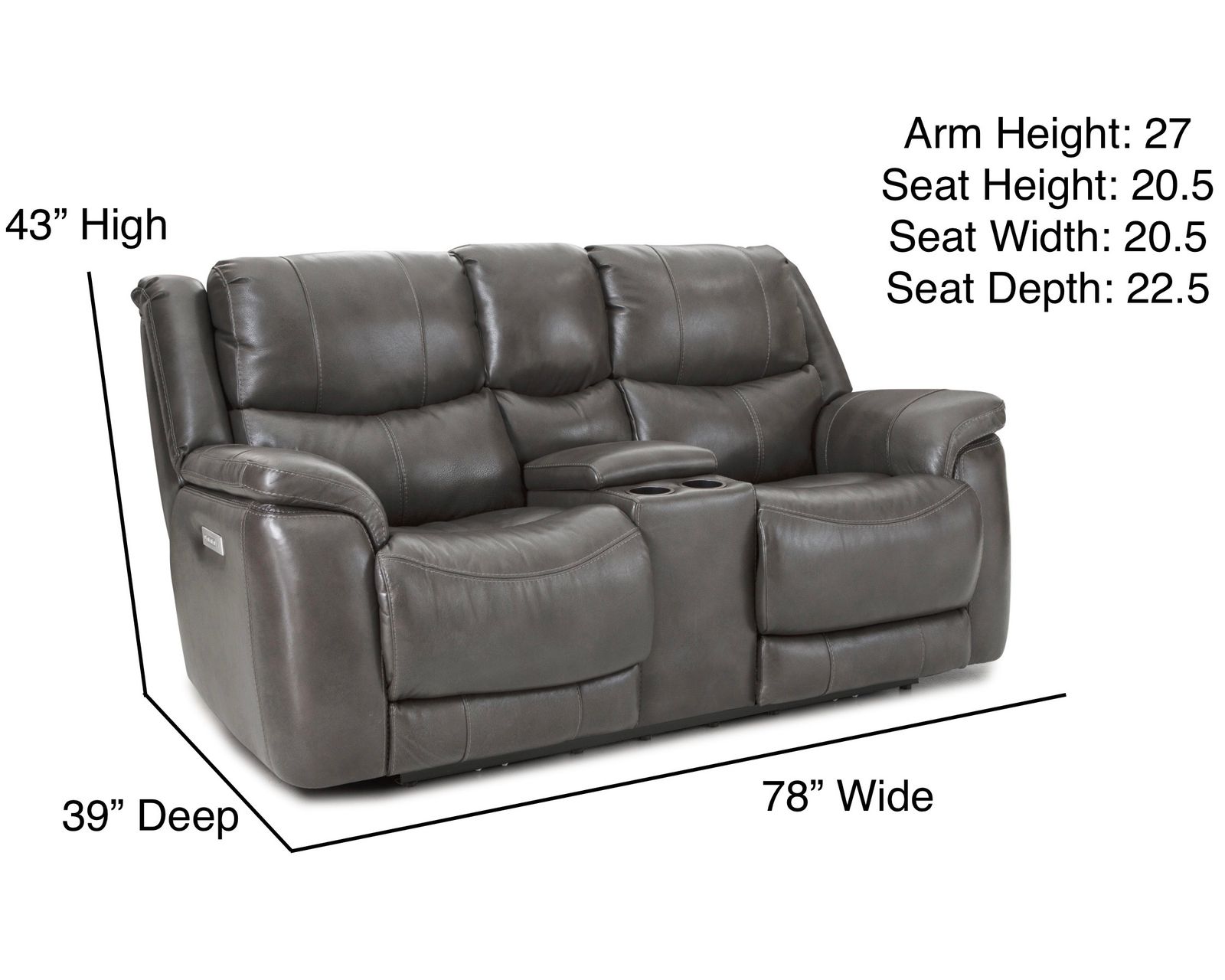 Idris 89" Zero Gravity Triple Power Reclining Console Loveseat Grey (In stock) - Image 2