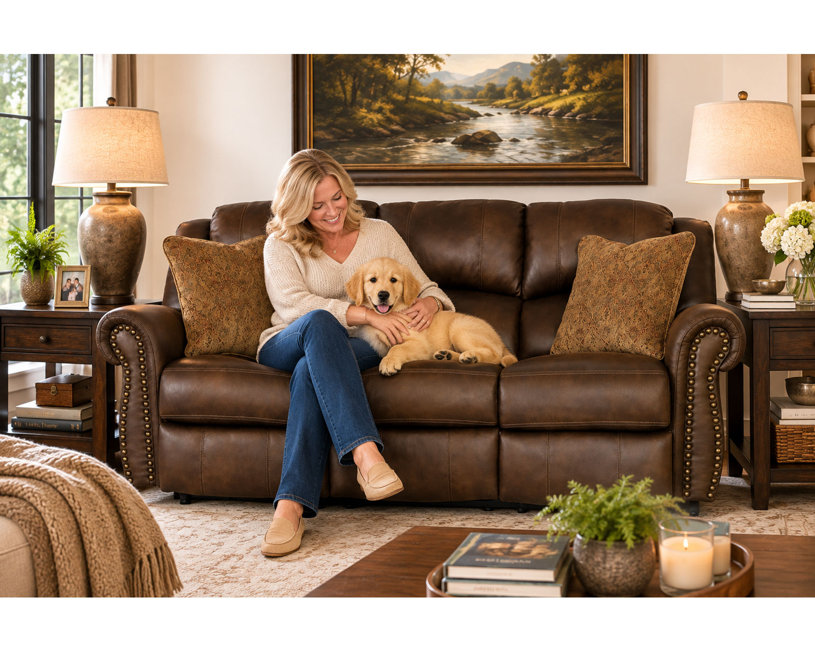 Pickett 90" Double Reclining Sofa w/ Pillows - Image 6
