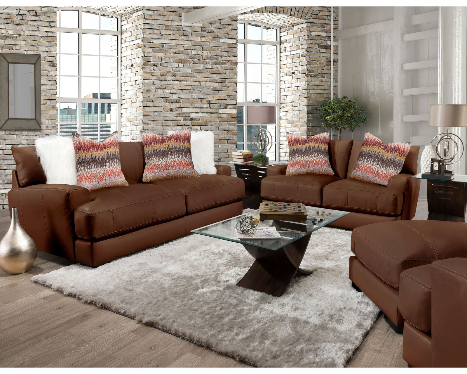 Gia 909 Leather Stationary Sofa (87") Includes Pillows - Image 14