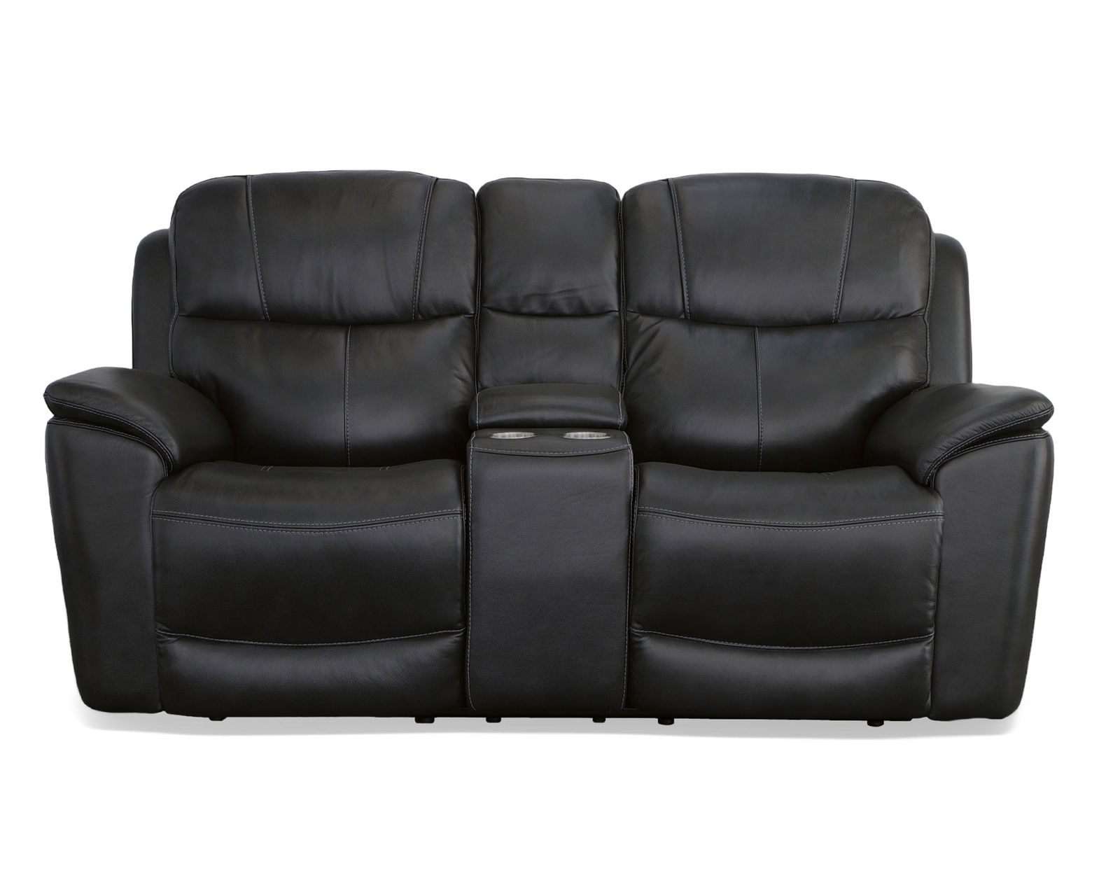 Crew Power Reclining Loveseat with Console, Power Headrests & Lumbar (Black leather) in stock