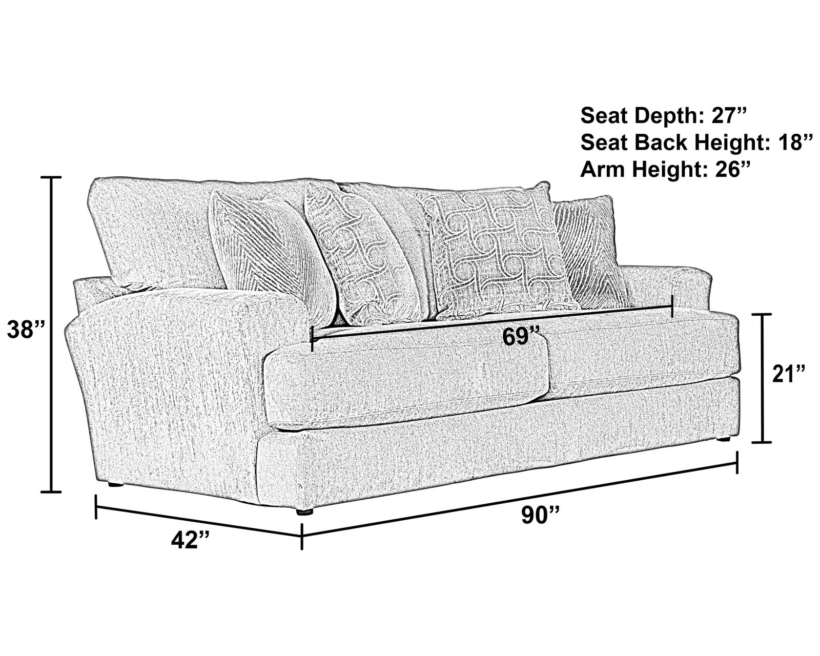 Lamar Stationary Sofa in Cream (90") - Image 7