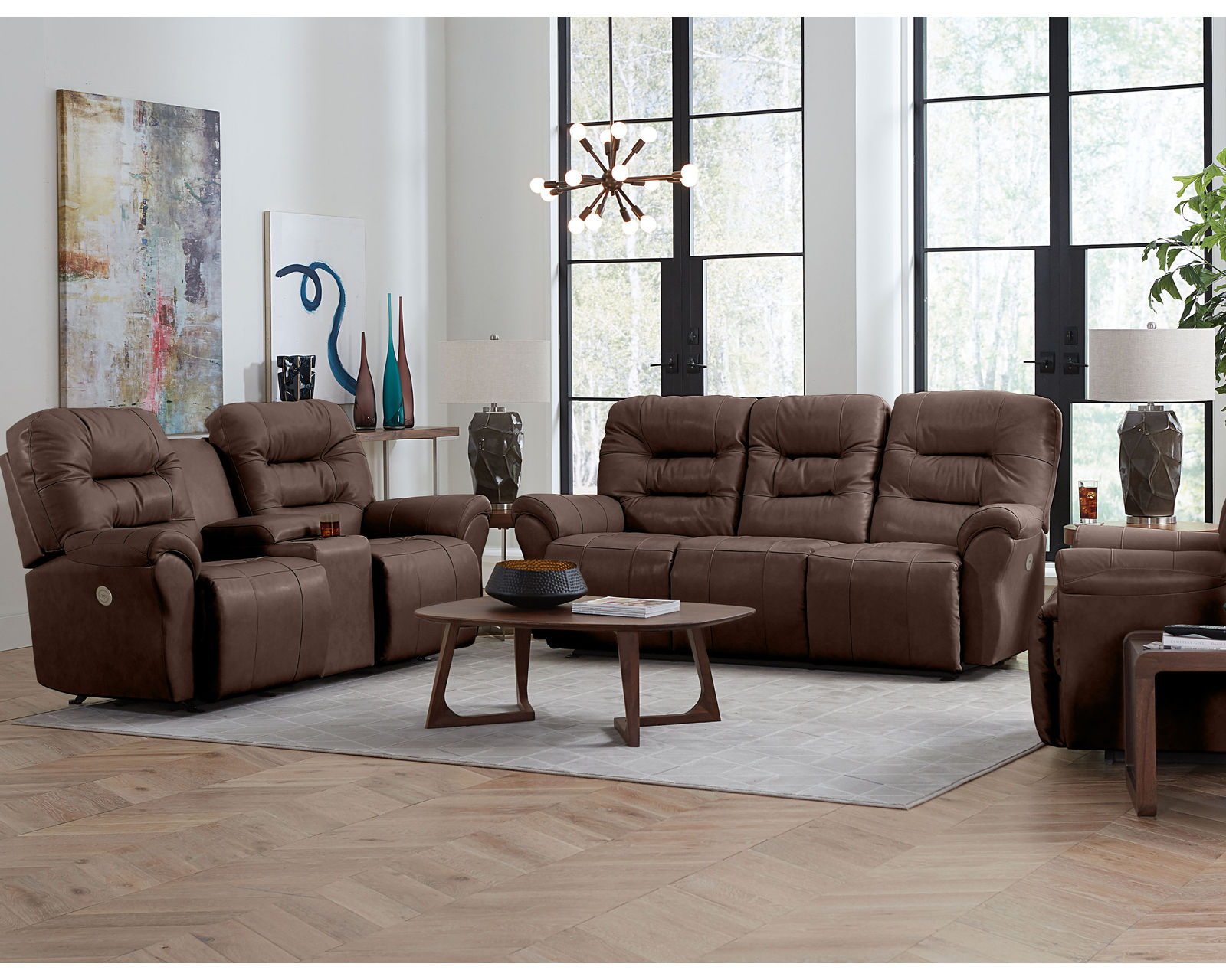 Unity Double Reclining Leather Console Loveseat (+40 leathers) - Image 13