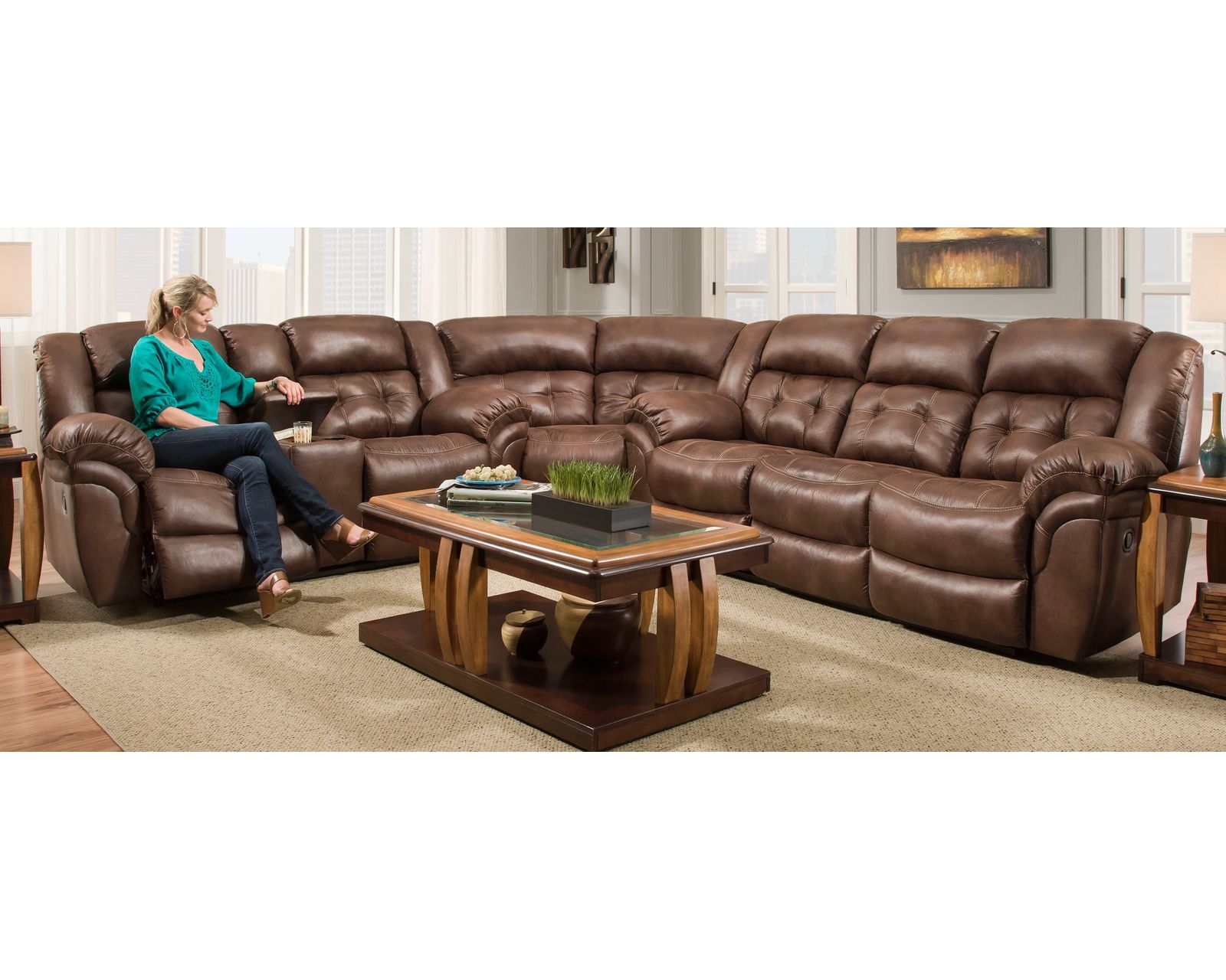 Haven Three Piece Reclining Sectional Espresso (In stock) - Image 4