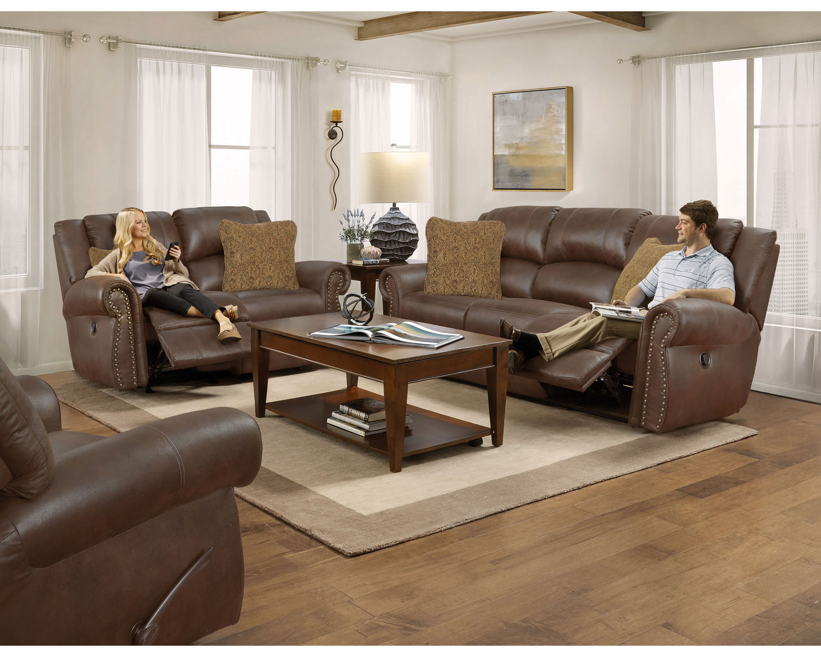 Pickett 90" Double Reclining Sofa w/ Pillows - Image 8