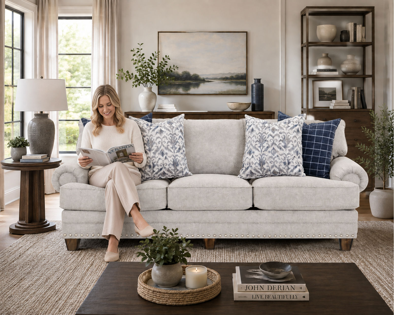 Fletcher 916 Stationary Sofa (101") Includes Pillows - Image 3