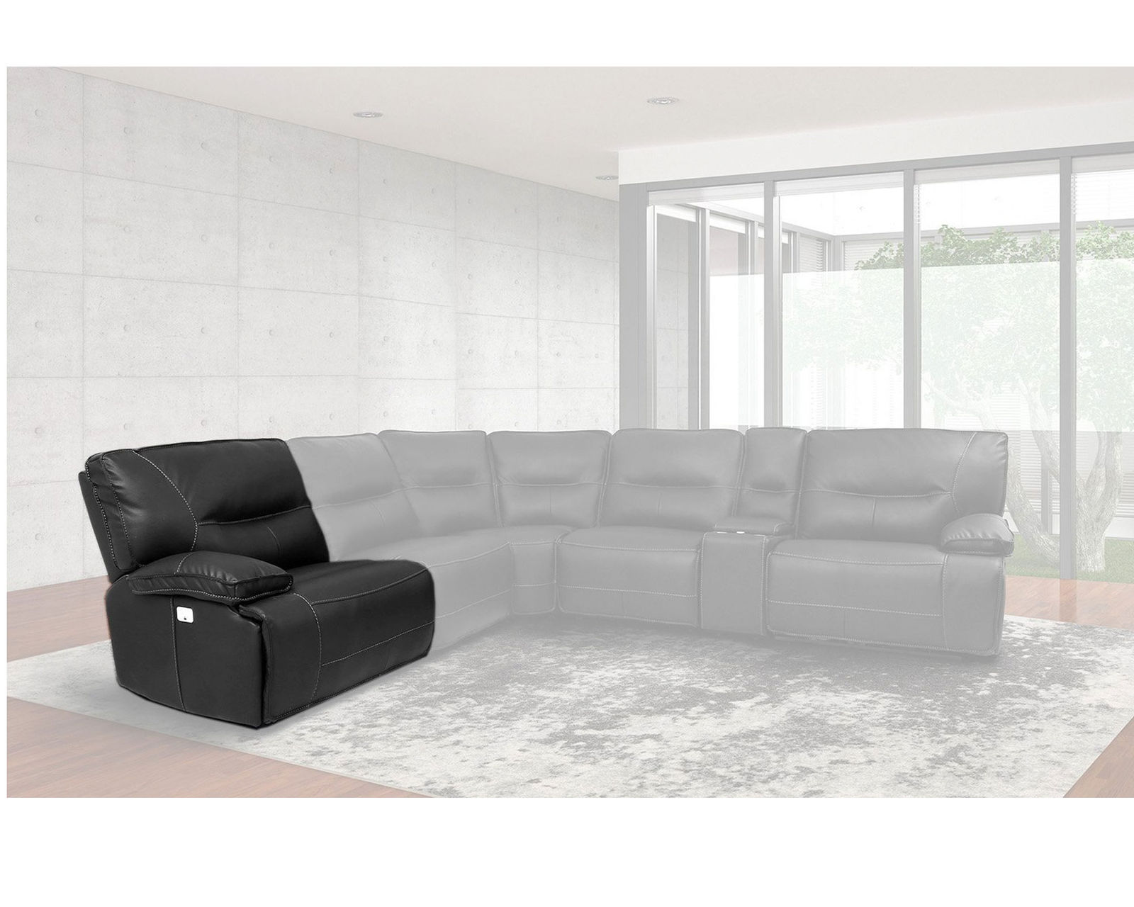 Spartacus Black Power Headrest Power Reclining Sectional (Faux Leather) - Image 6