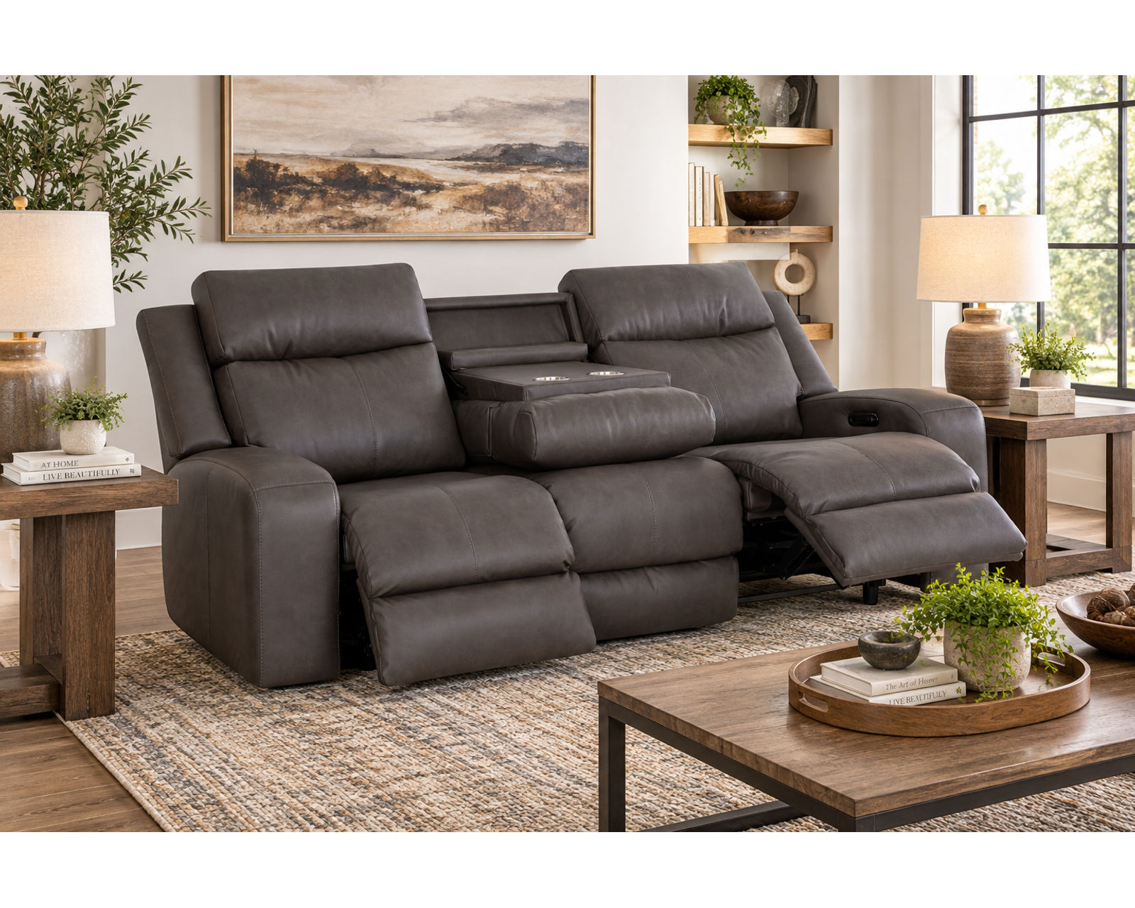 Winston 92" Reclining Sofa with Drop-Down Table & Cupholders (Sophisticated Style. Serious Comfort. Neori Air Massage Option) - Image 6