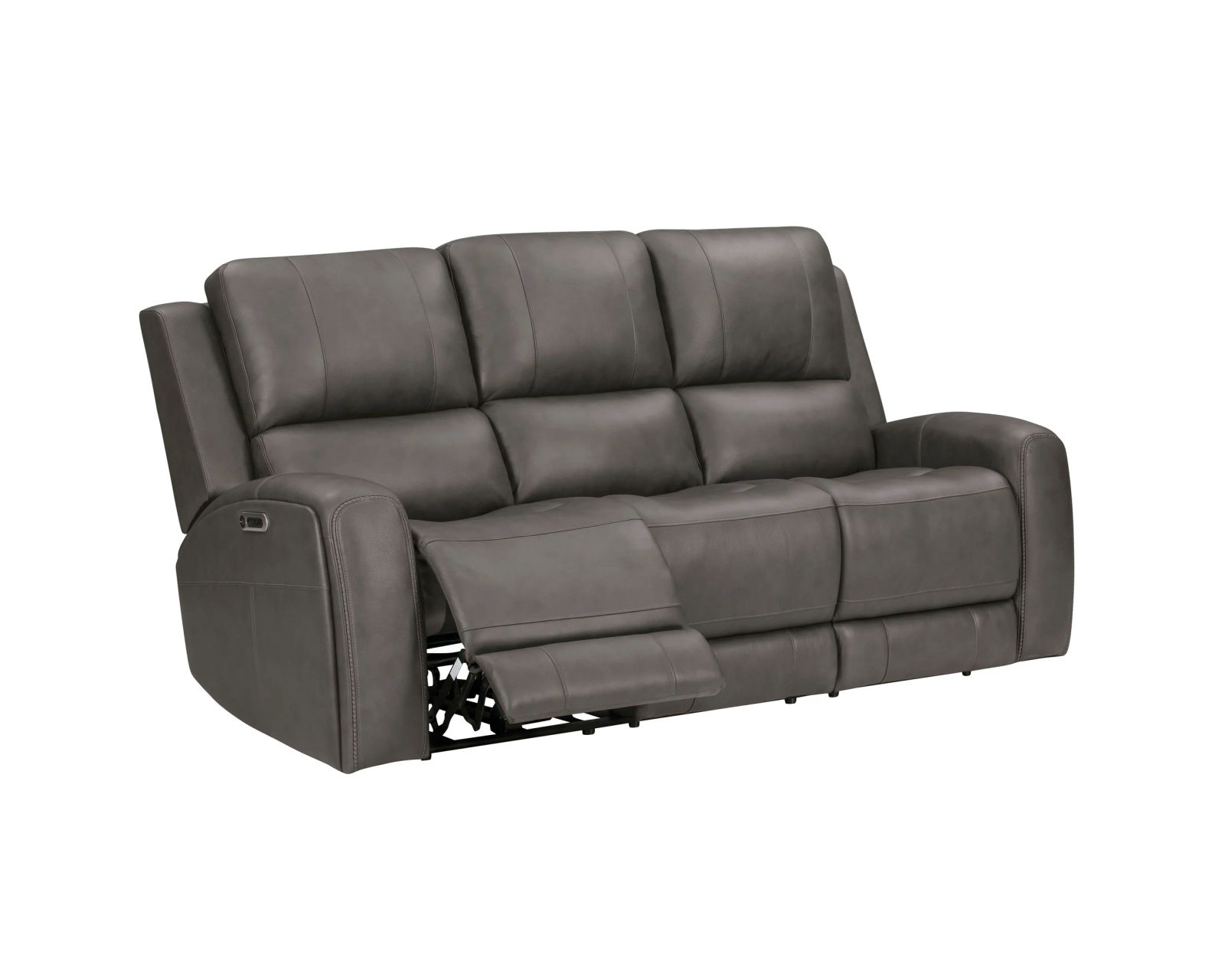 Belmont Fog Leather Zero Gravity  Power Reclining Sofa with Power Headrest & Lumbar