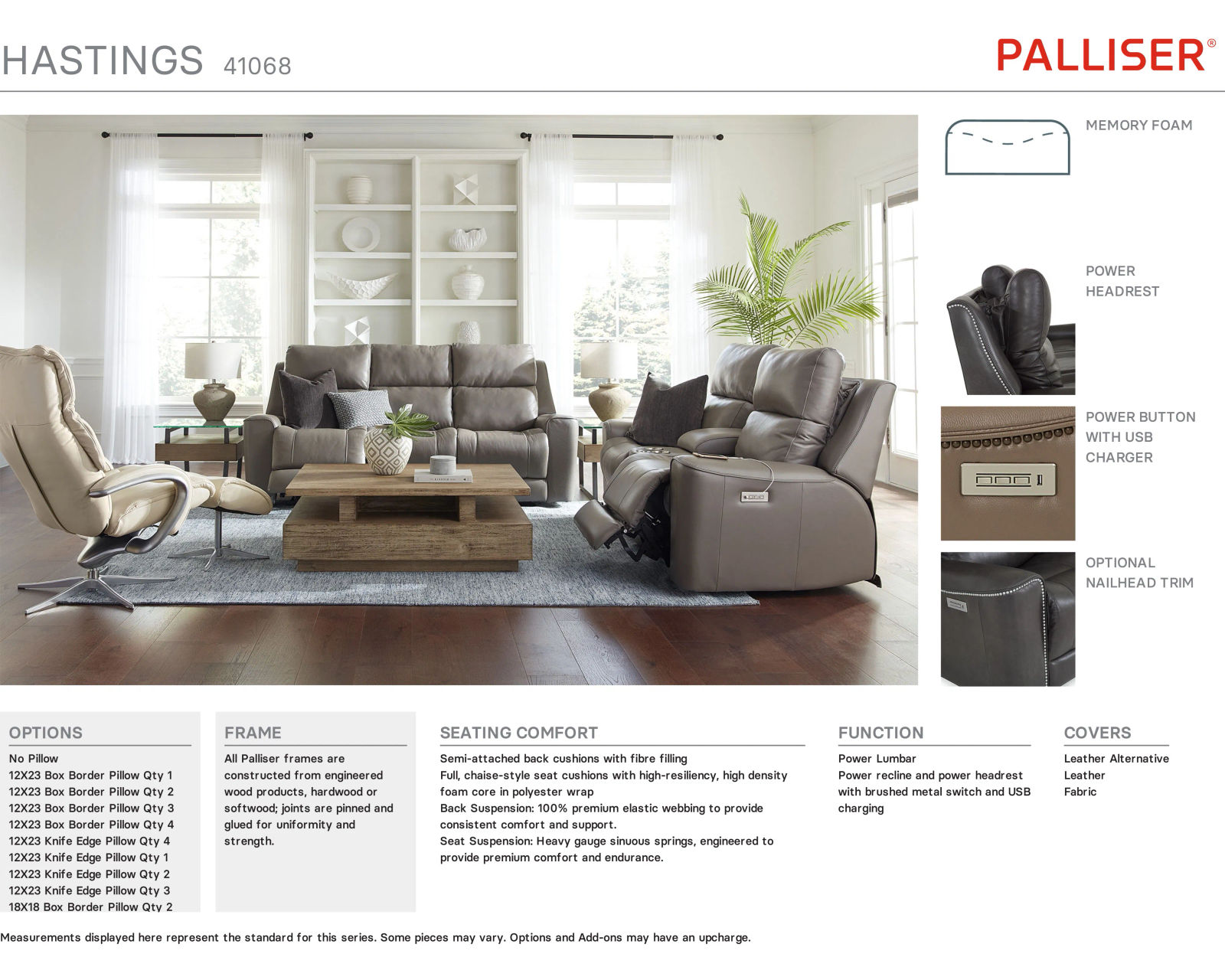 Hastings 41068 Power Headrest Power Reclining Sectional (+100 leathers) - Image 9