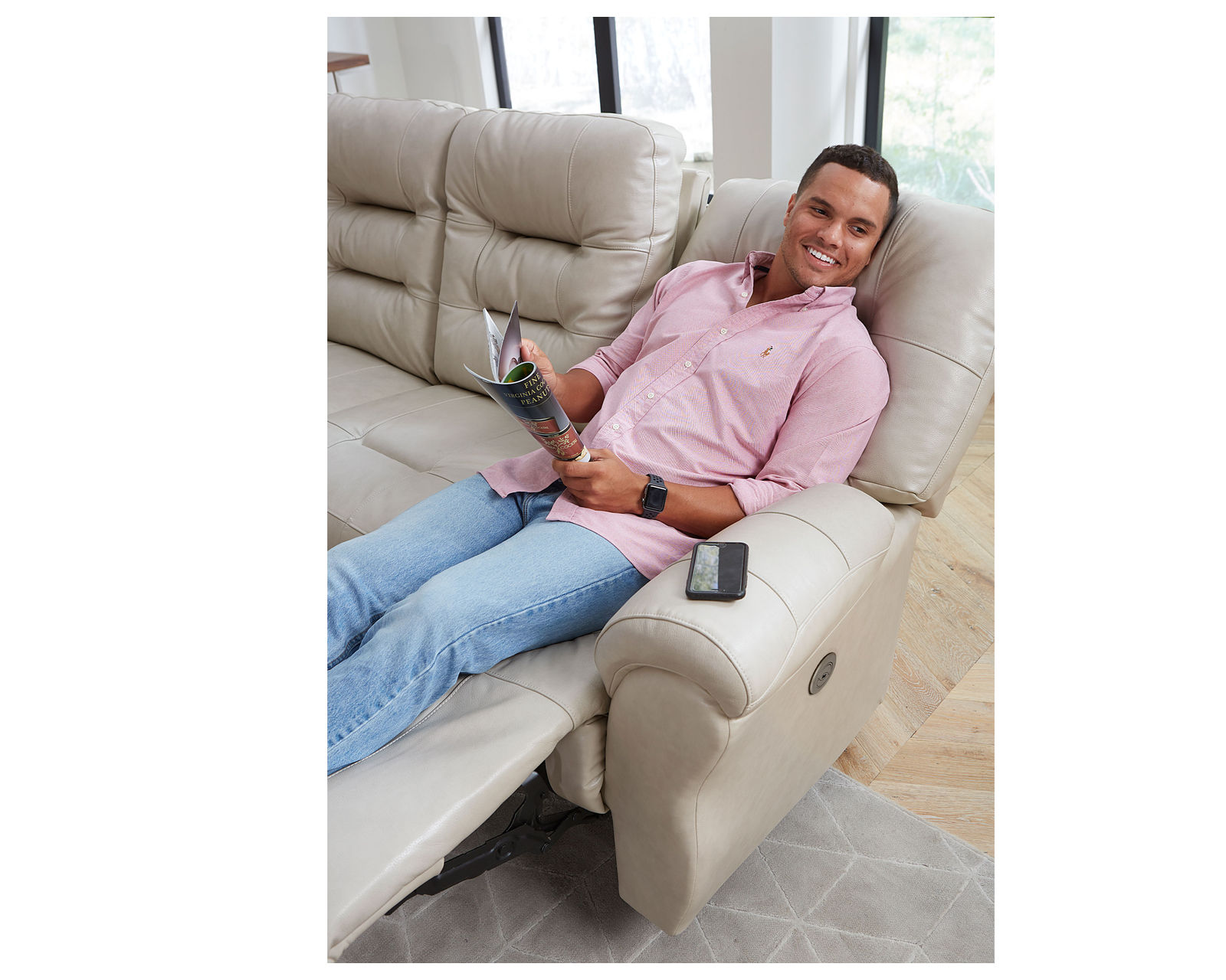 Unity Double Reclining Leather Console Loveseat (+40 leathers) - Image 15