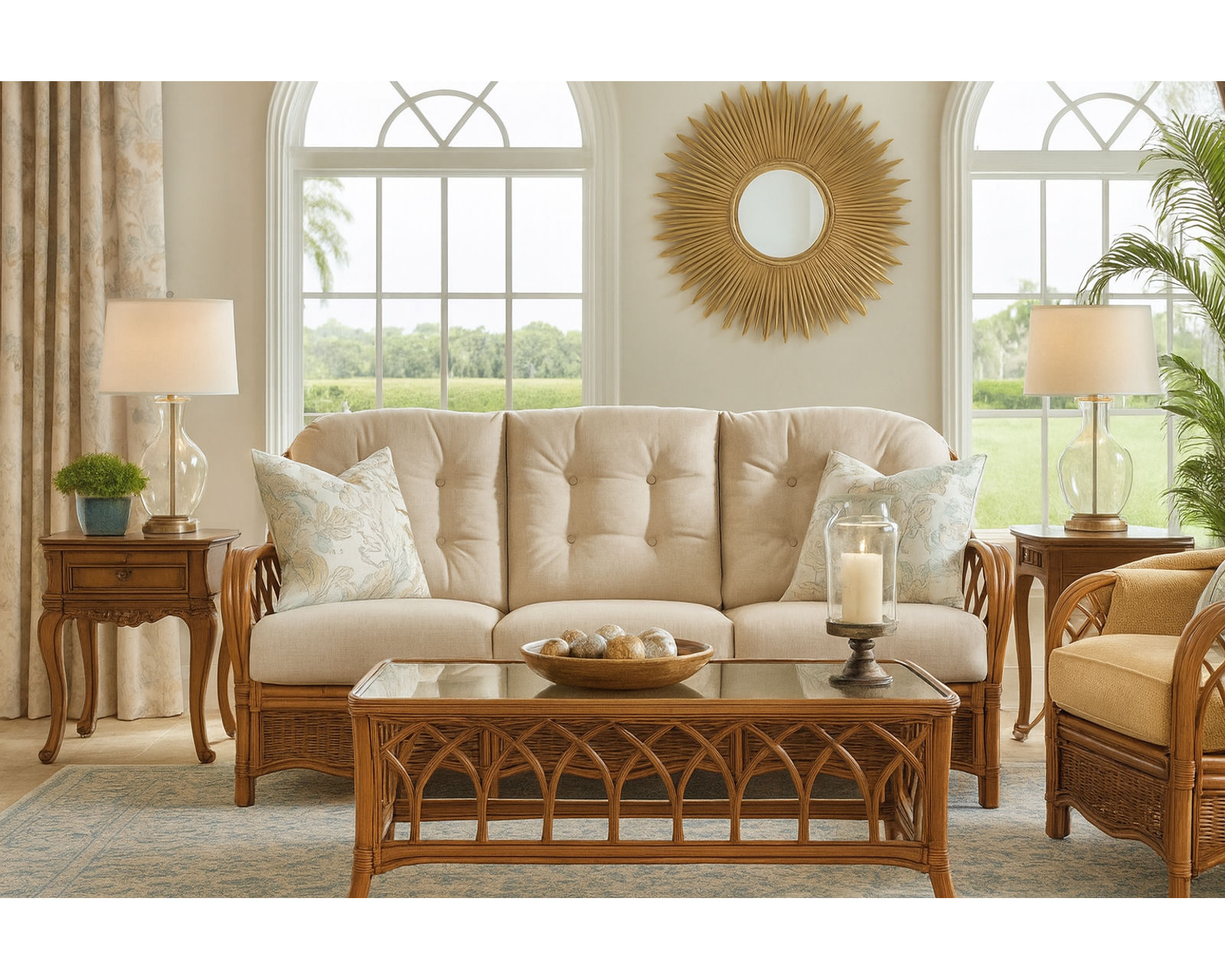 Everglade 76" Rattan Sofa White (+28 finishes - 69 fabrics) - Image 4