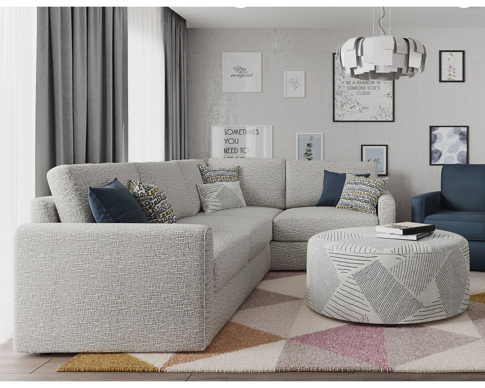 Harmer Platinum Two Piece Sectional (Includes Pillows) 124" x 84"