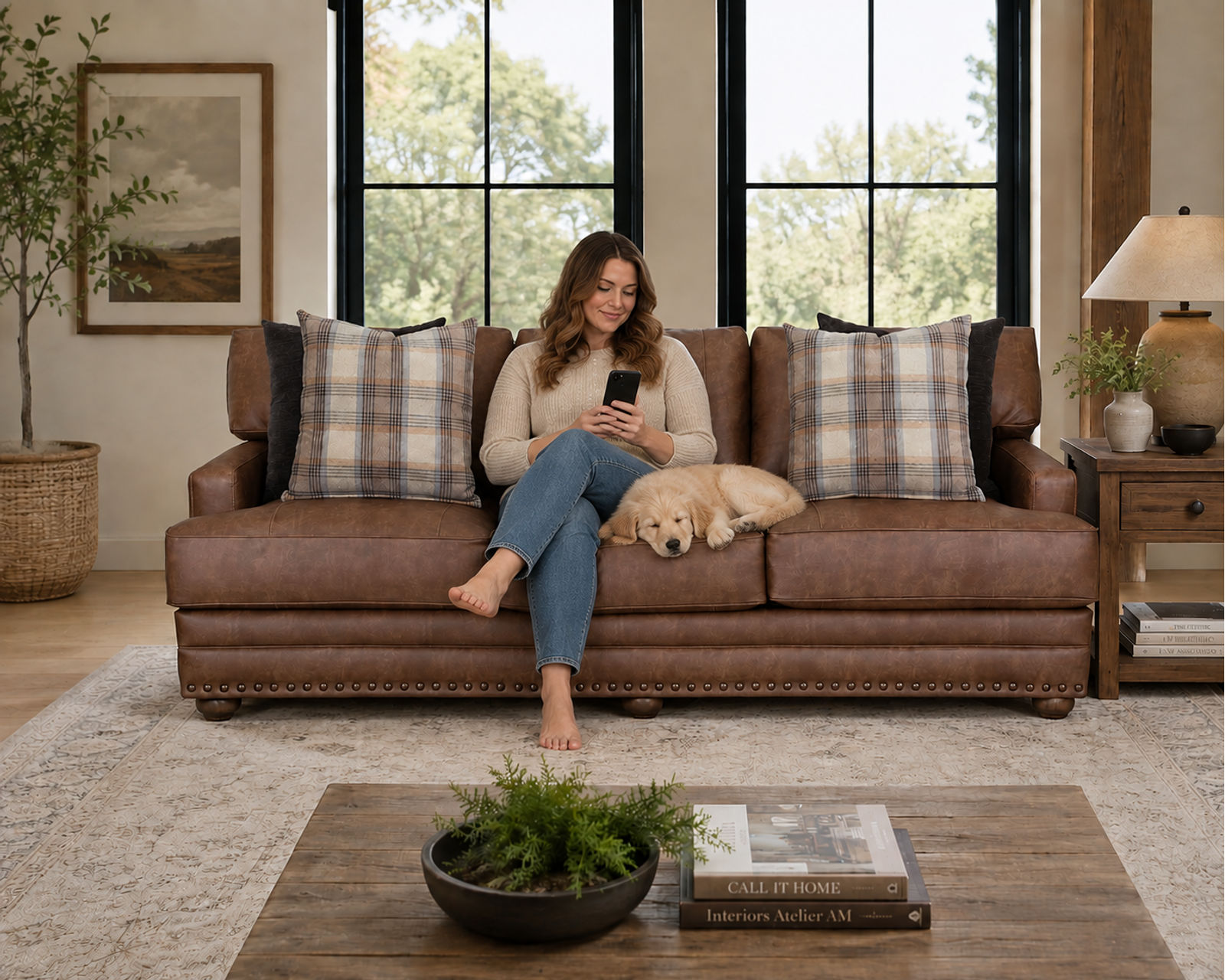 Felix 100" Extra-Wide Sofa (Leather Character. Refined Comfort) - Image 3