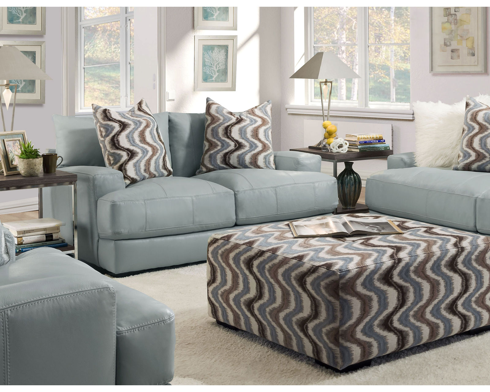 Valentia 909 Stationary Leather Sofa (87") Includes Pillows - Image 16
